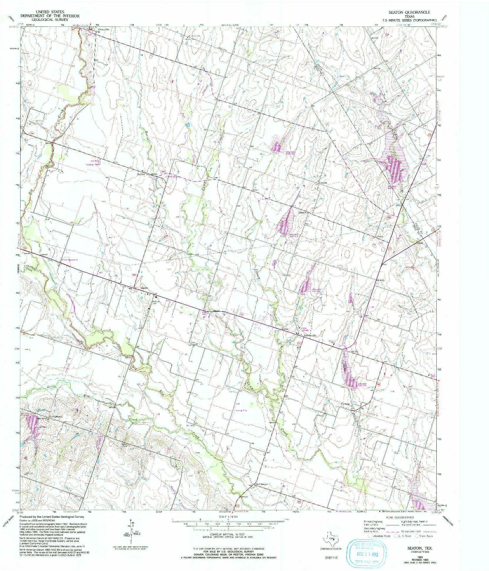 USGS 1:24000-SCALE QUADRANGLE FOR SEATON, TX 1963