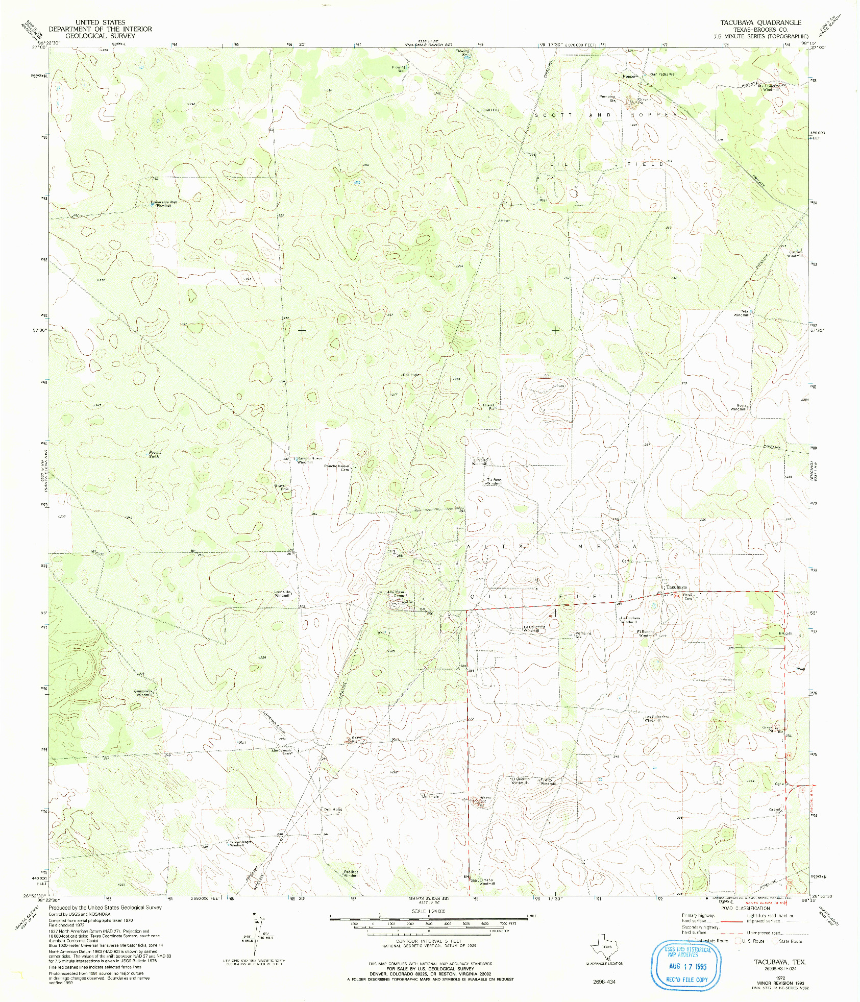 USGS 1:24000-SCALE QUADRANGLE FOR TACUBAYA, TX 1972