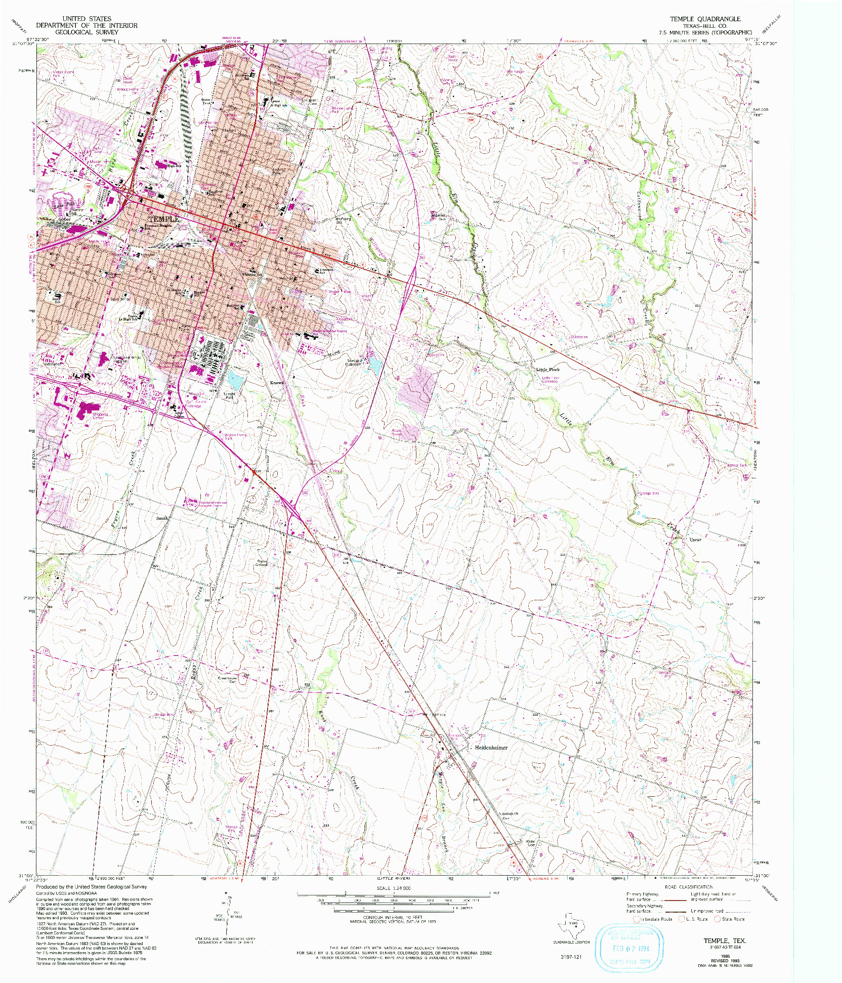 USGS 1:24000-SCALE QUADRANGLE FOR TEMPLE, TX 1965