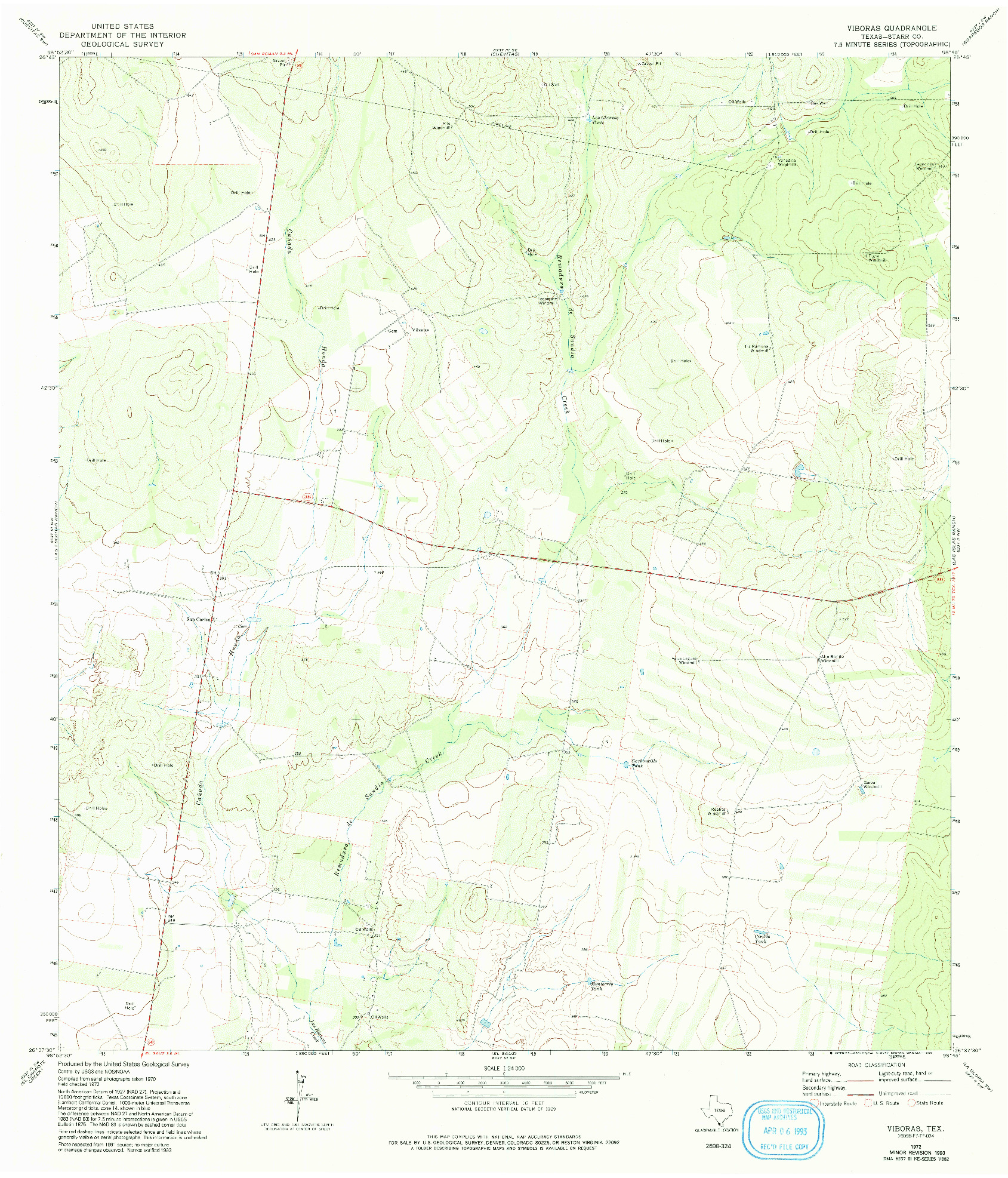 USGS 1:24000-SCALE QUADRANGLE FOR VIBORAS, TX 1972