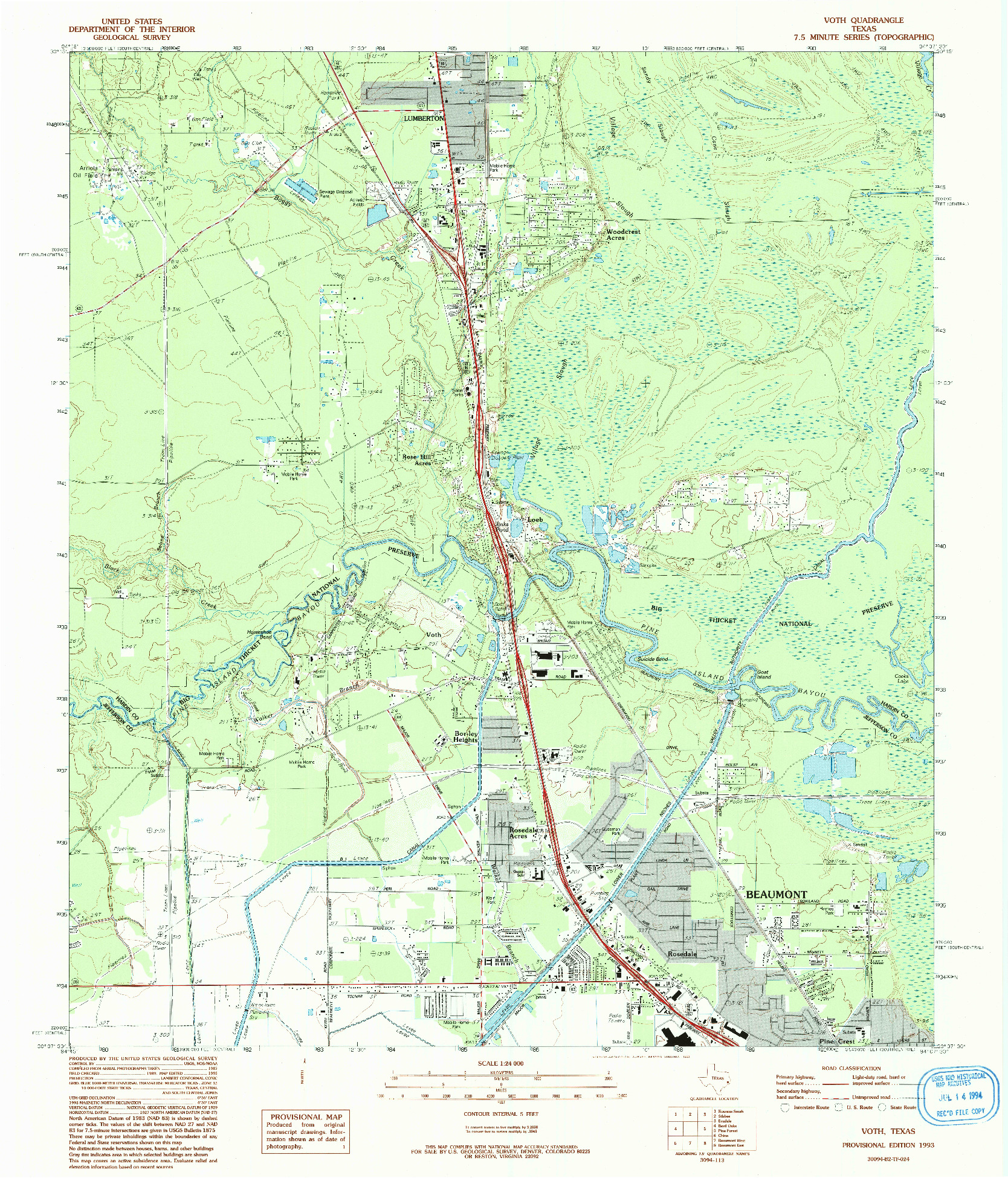 USGS 1:24000-SCALE QUADRANGLE FOR VOTH, TX 1993