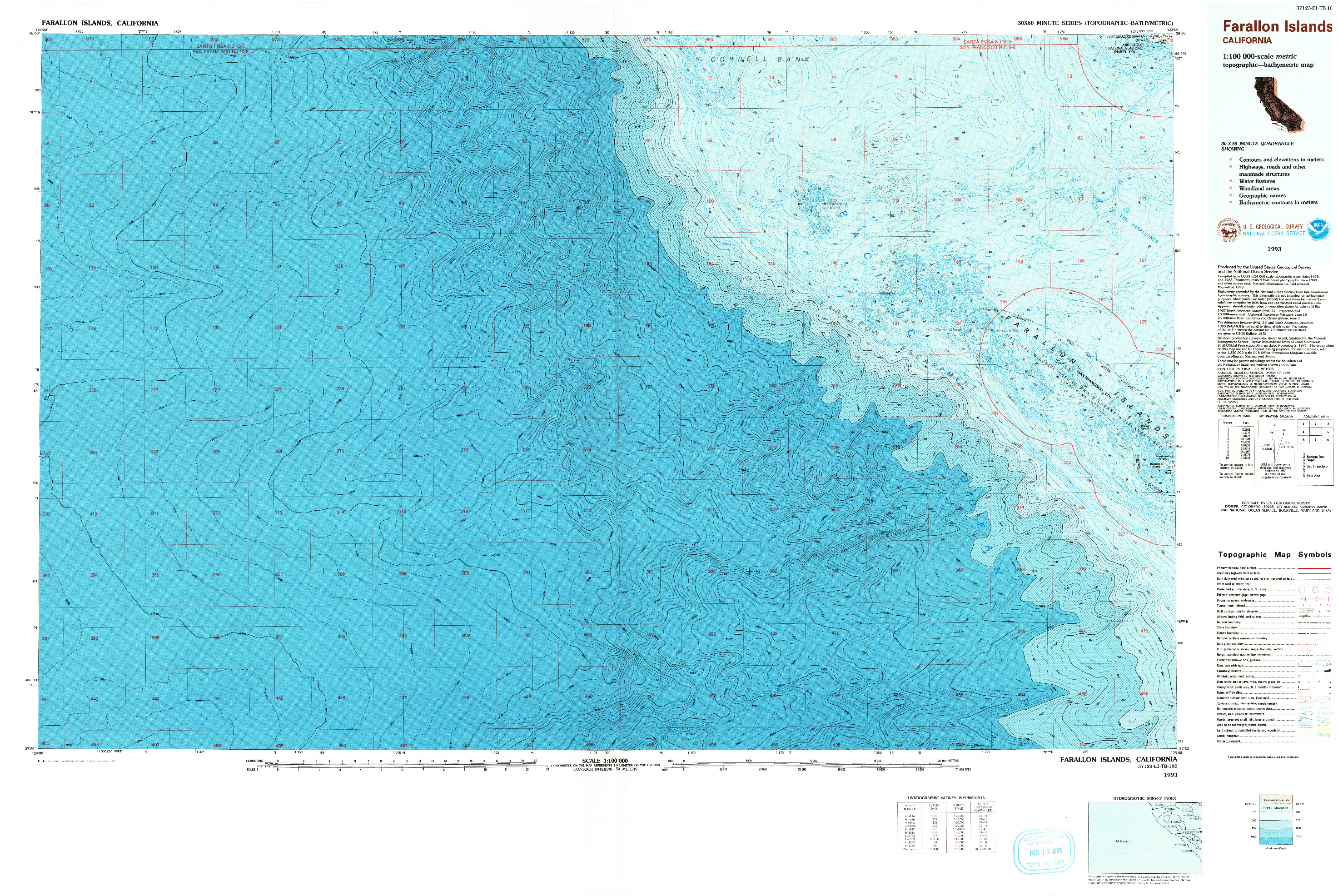 USGS 1:100000-SCALE QUADRANGLE FOR FARALLON ISLANDS, CA 1993