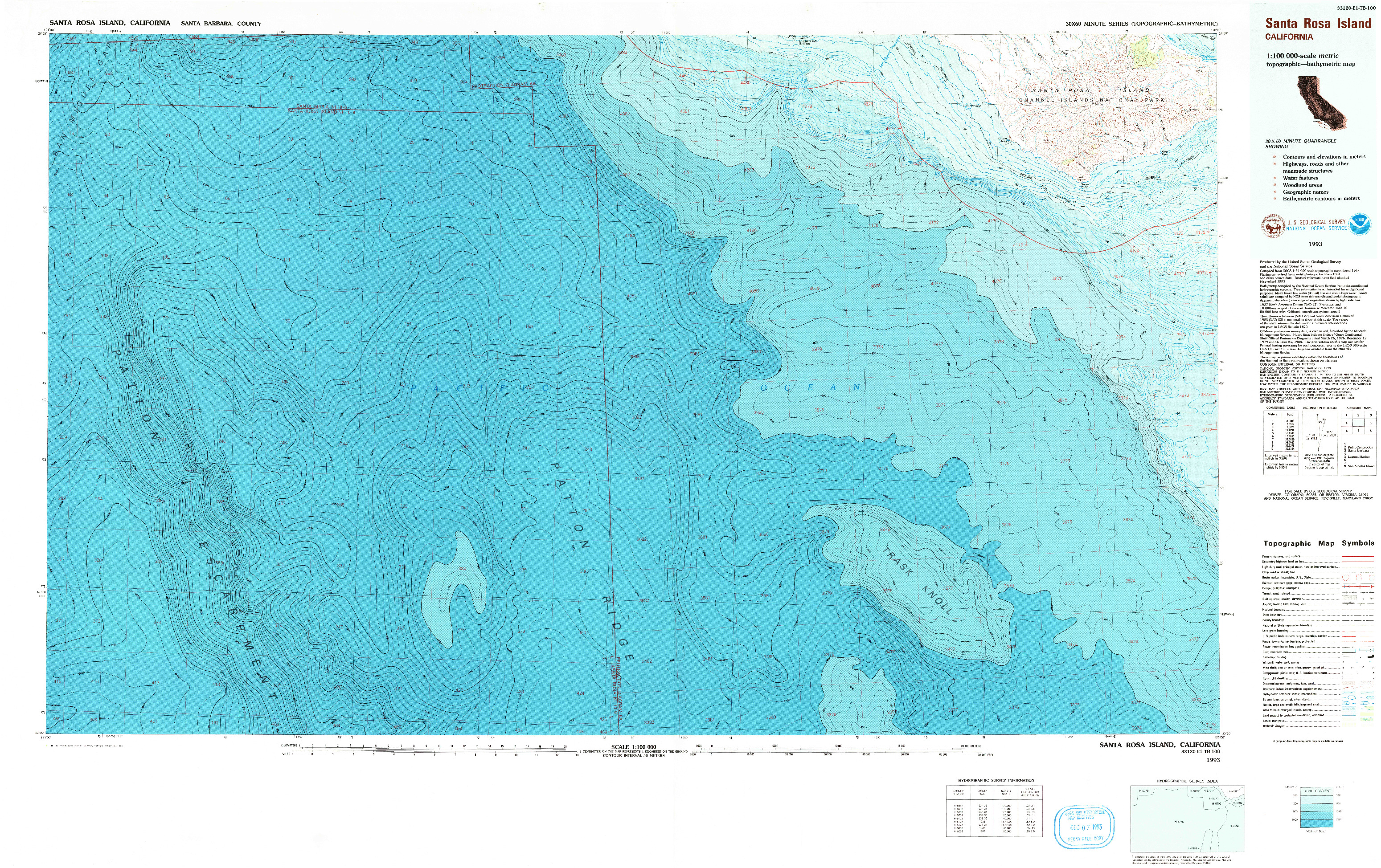 USGS 1:100000-SCALE QUADRANGLE FOR SANTA ROSA ISLAND, CA 1993