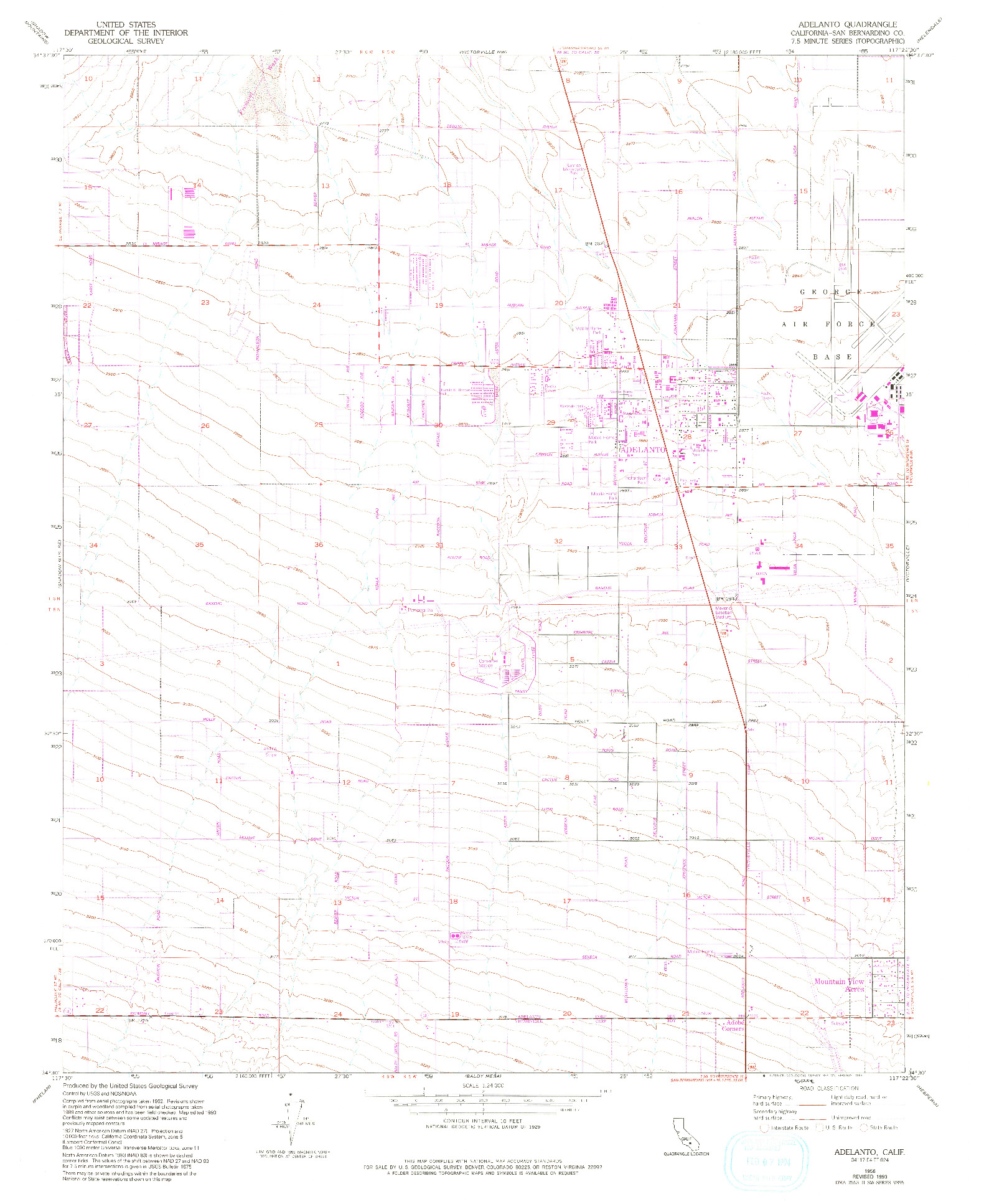 USGS 1:24000-SCALE QUADRANGLE FOR ADELANTO, CA 1956