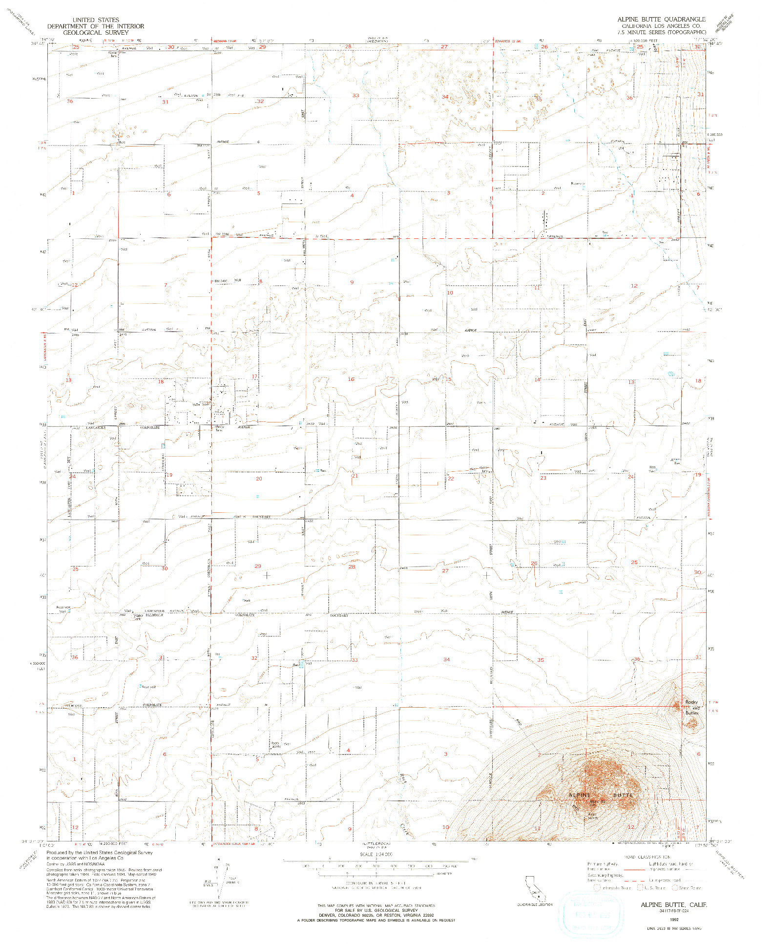 USGS 1:24000-SCALE QUADRANGLE FOR ALPINE BUTTE, CA 1992