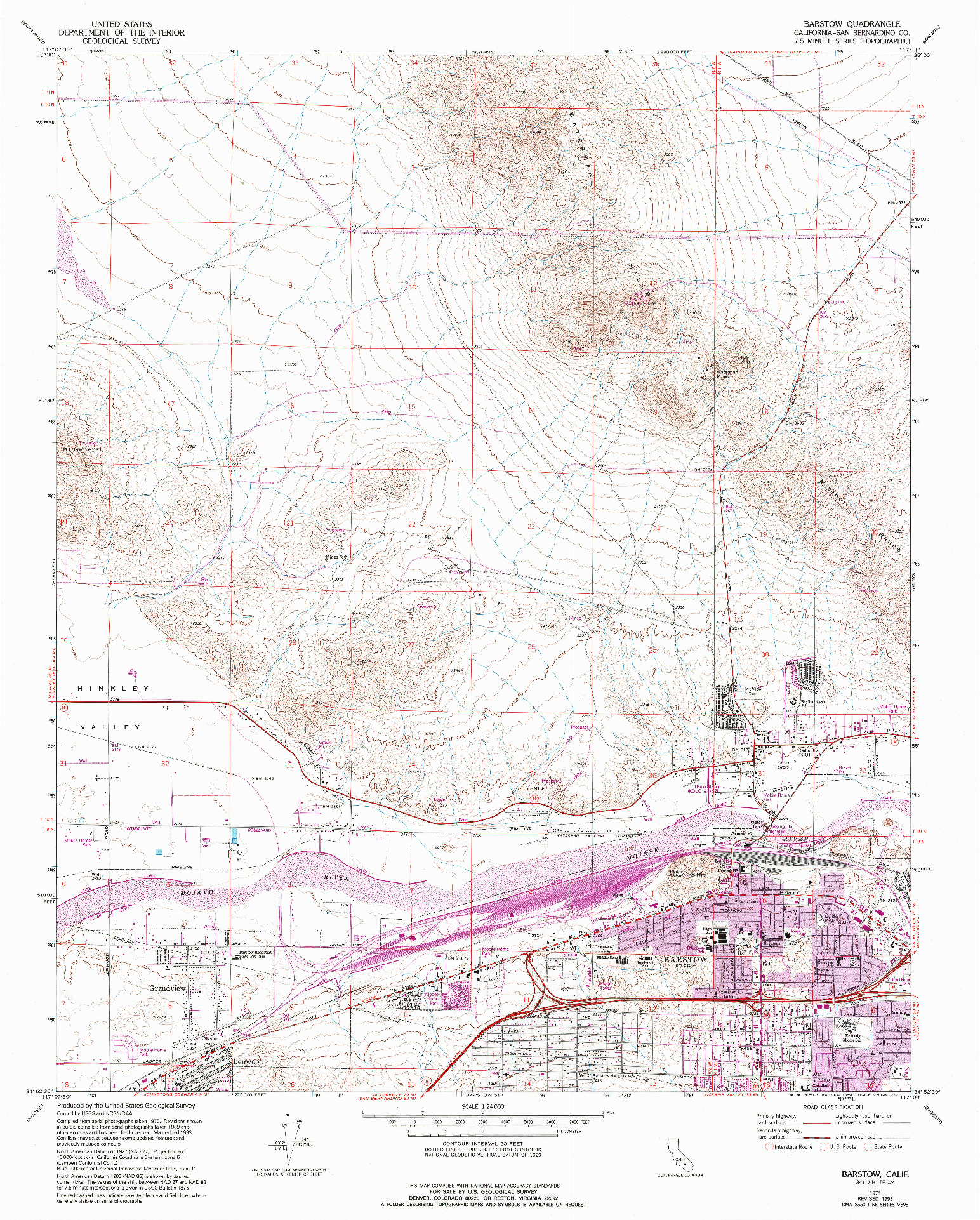USGS 1:24000-SCALE QUADRANGLE FOR BARSTOW, CA 1971
