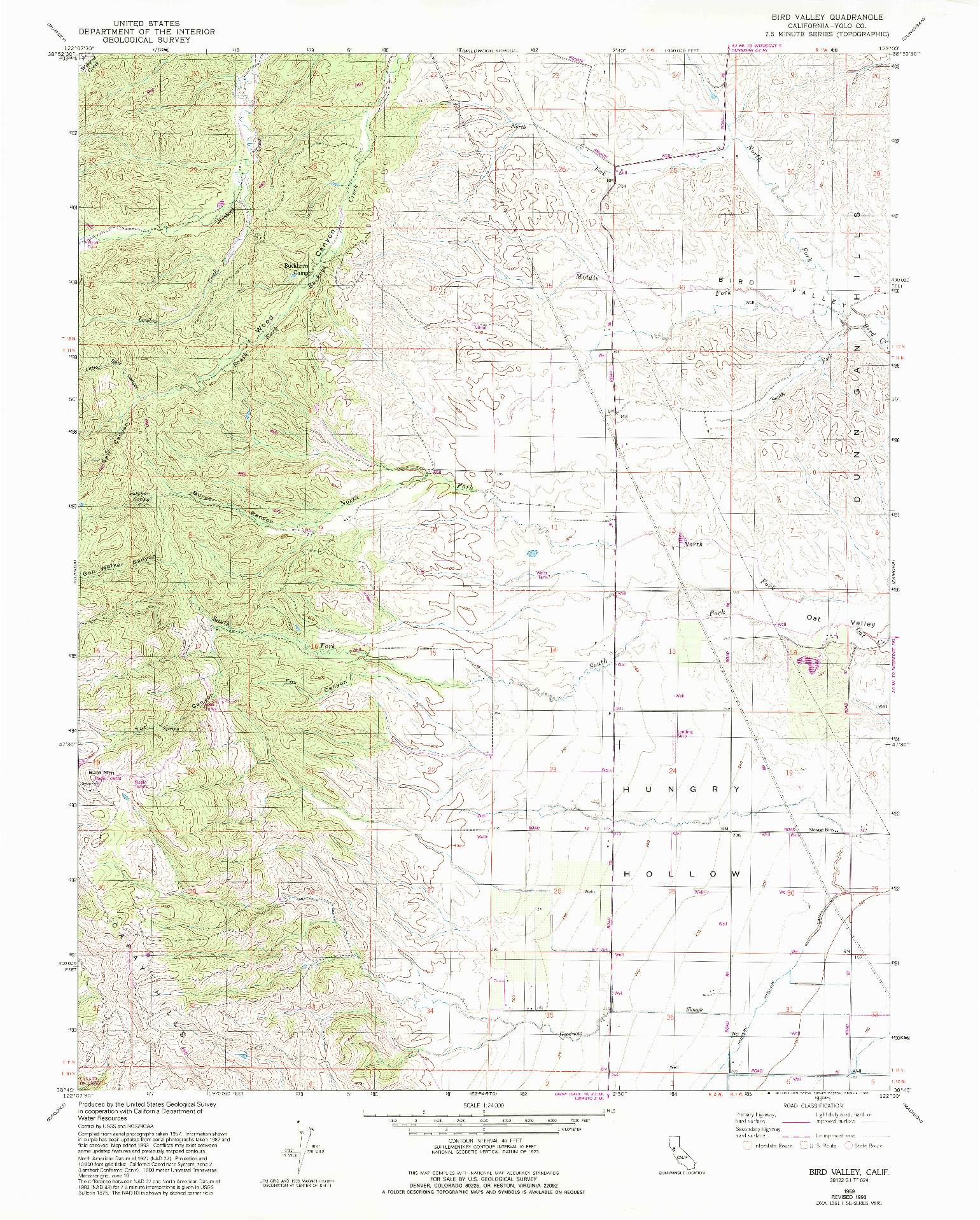 USGS 1:24000-SCALE QUADRANGLE FOR BIRD VALLEY, CA 1959