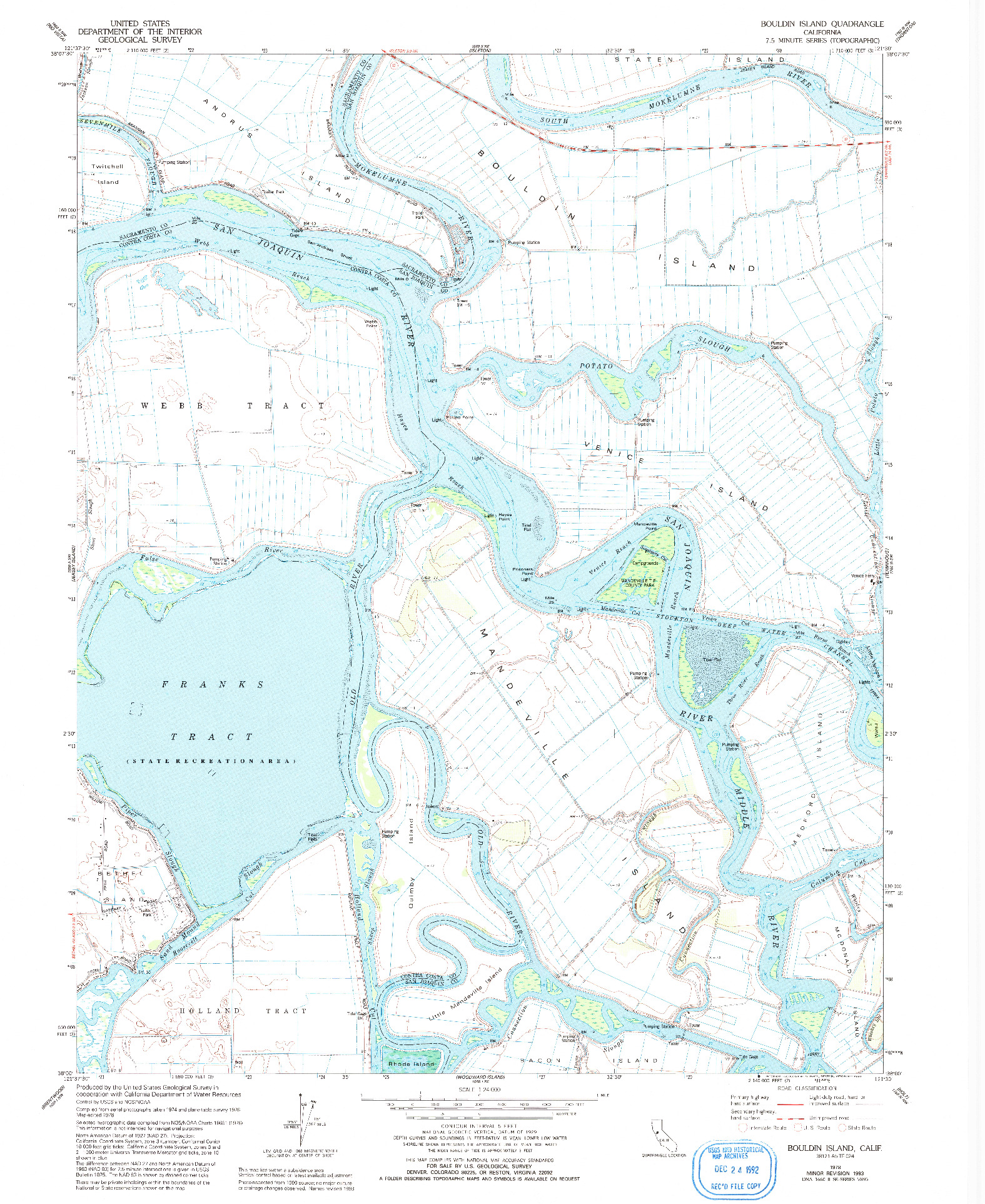 USGS 1:24000-SCALE QUADRANGLE FOR BOULDIN ISLAND, CA 1978