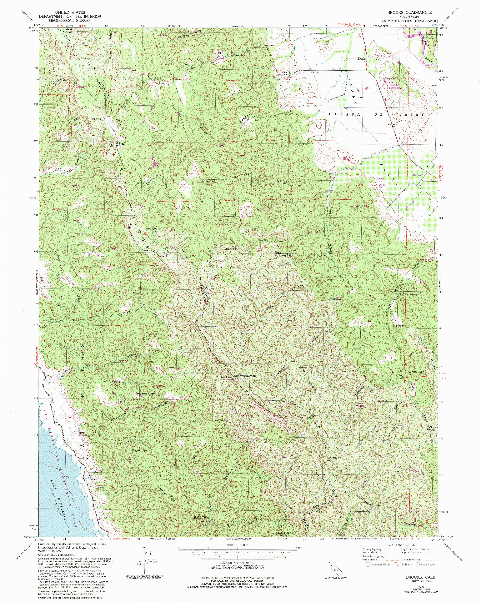USGS 1:24000-SCALE QUADRANGLE FOR BROOKS, CA 1959