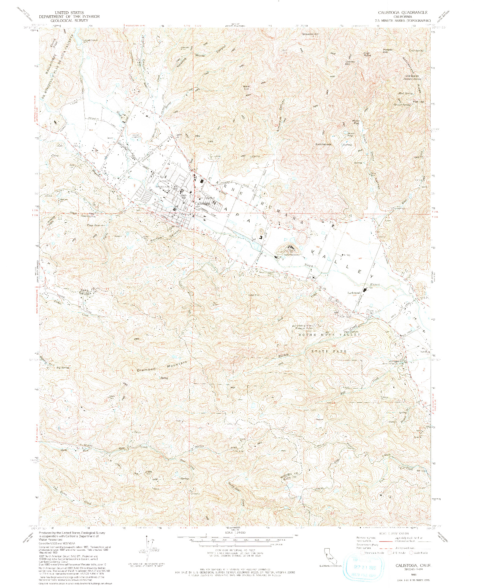 USGS 1:24000-SCALE QUADRANGLE FOR CALISTOGA, CA 1993