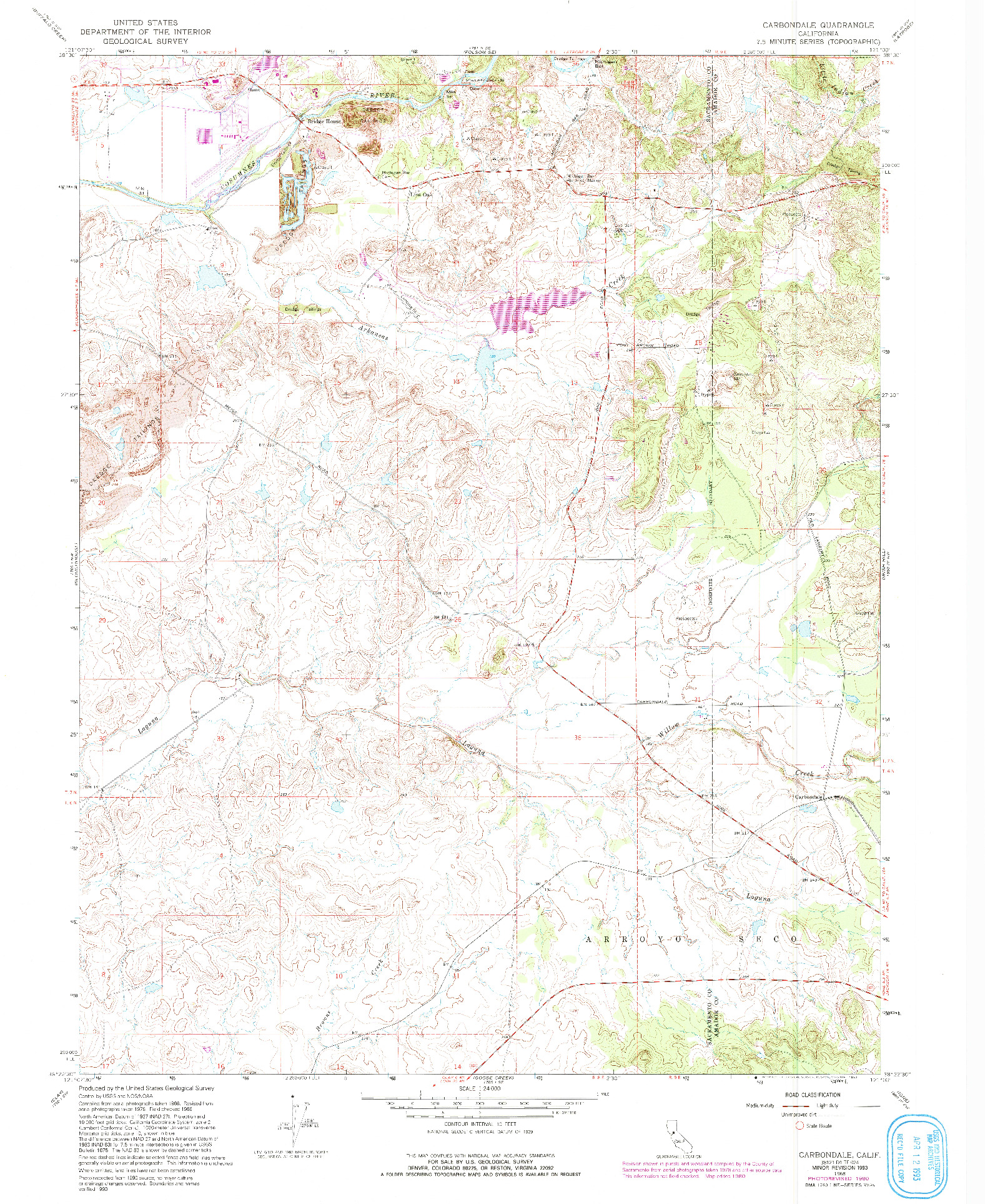 USGS 1:24000-SCALE QUADRANGLE FOR CARBONDALE, CA 1968