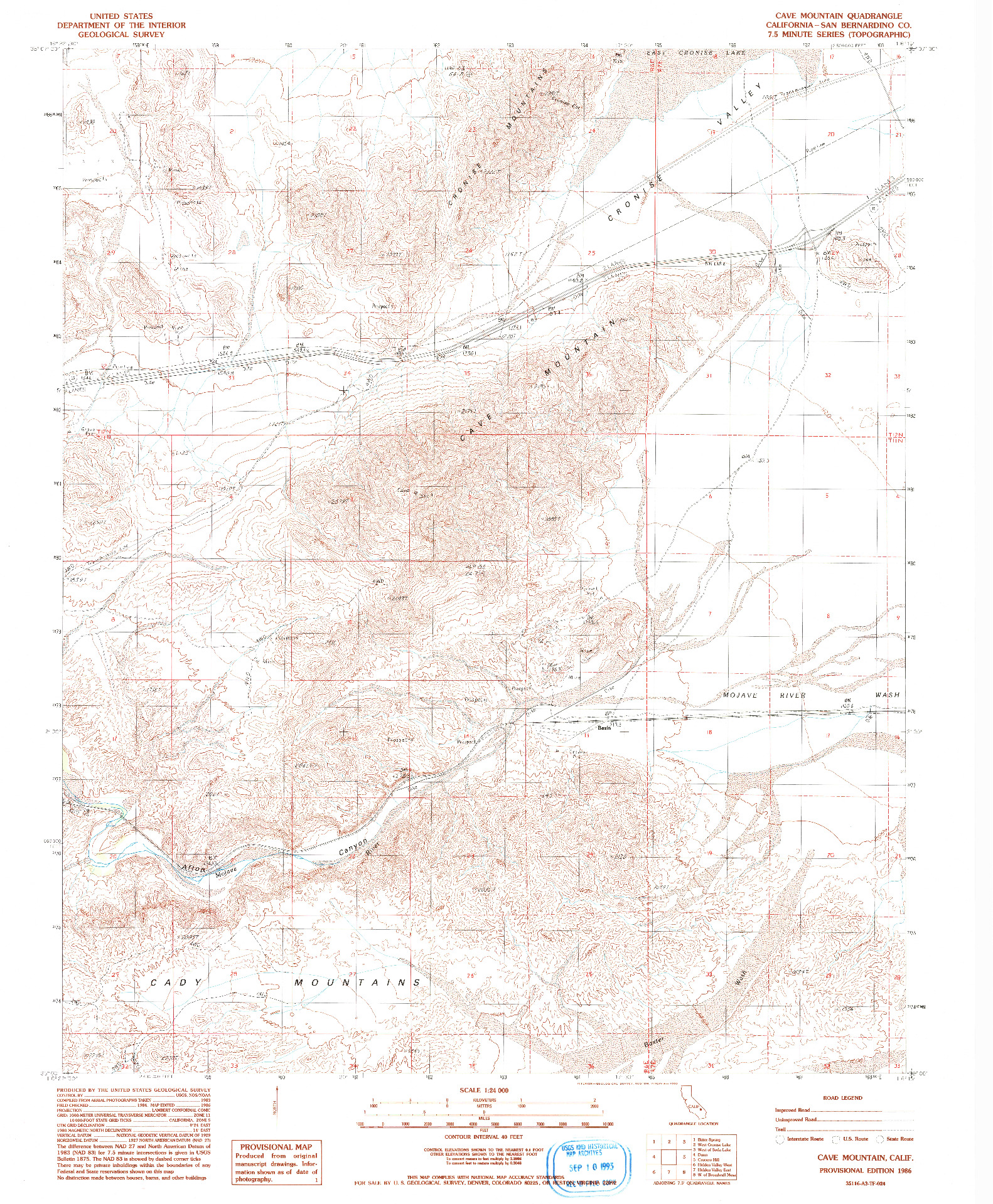 USGS 1:24000-SCALE QUADRANGLE FOR CAVE MOUNTAIN, CA 1986