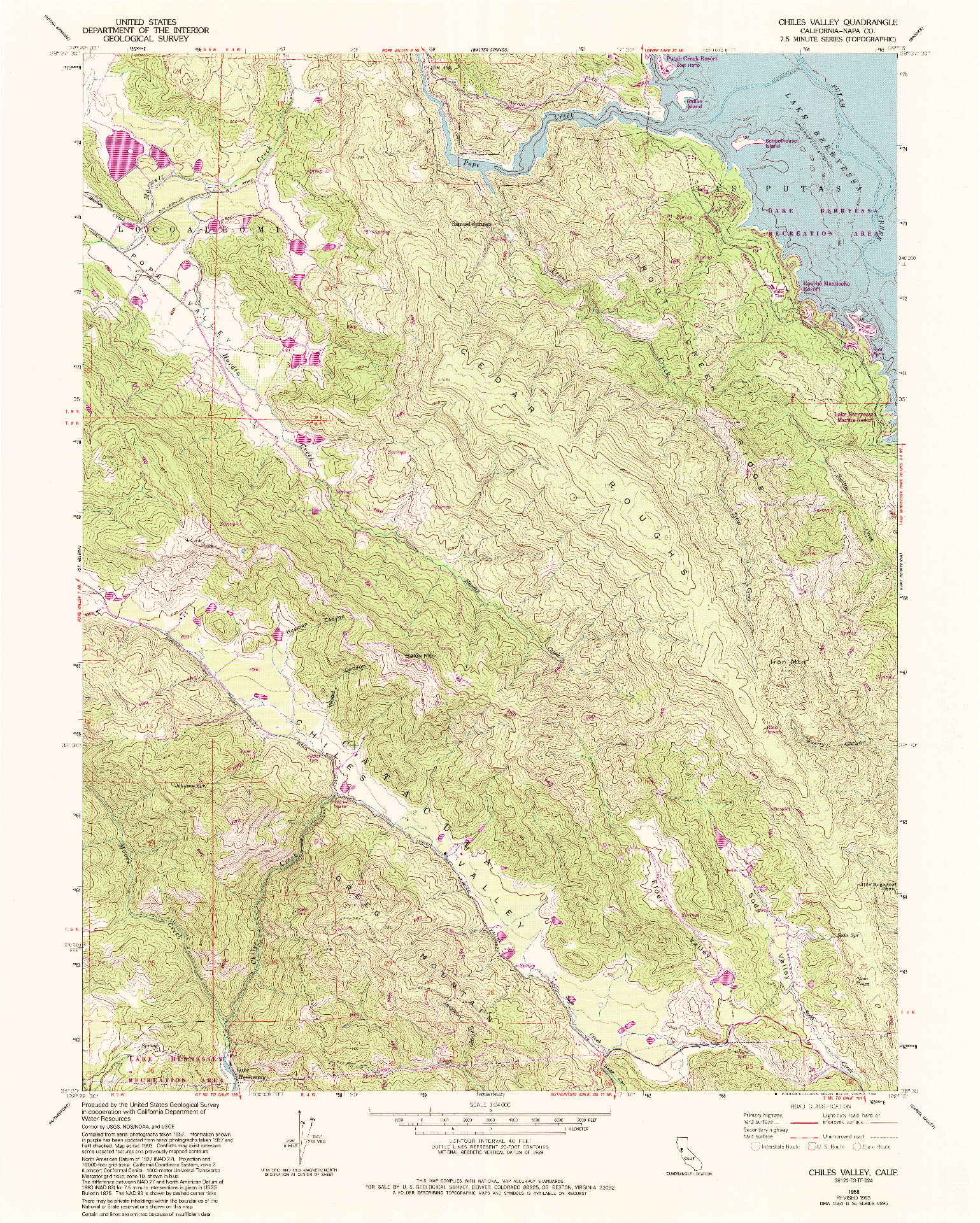 USGS 1:24000-SCALE QUADRANGLE FOR CHILES VALLEY, CA 1958