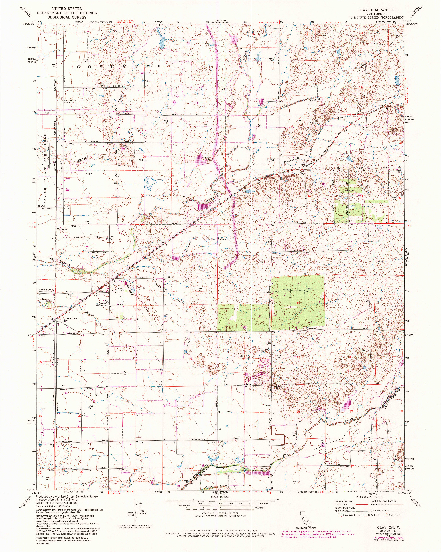 USGS 1:24000-SCALE QUADRANGLE FOR CLAY, CA 1968