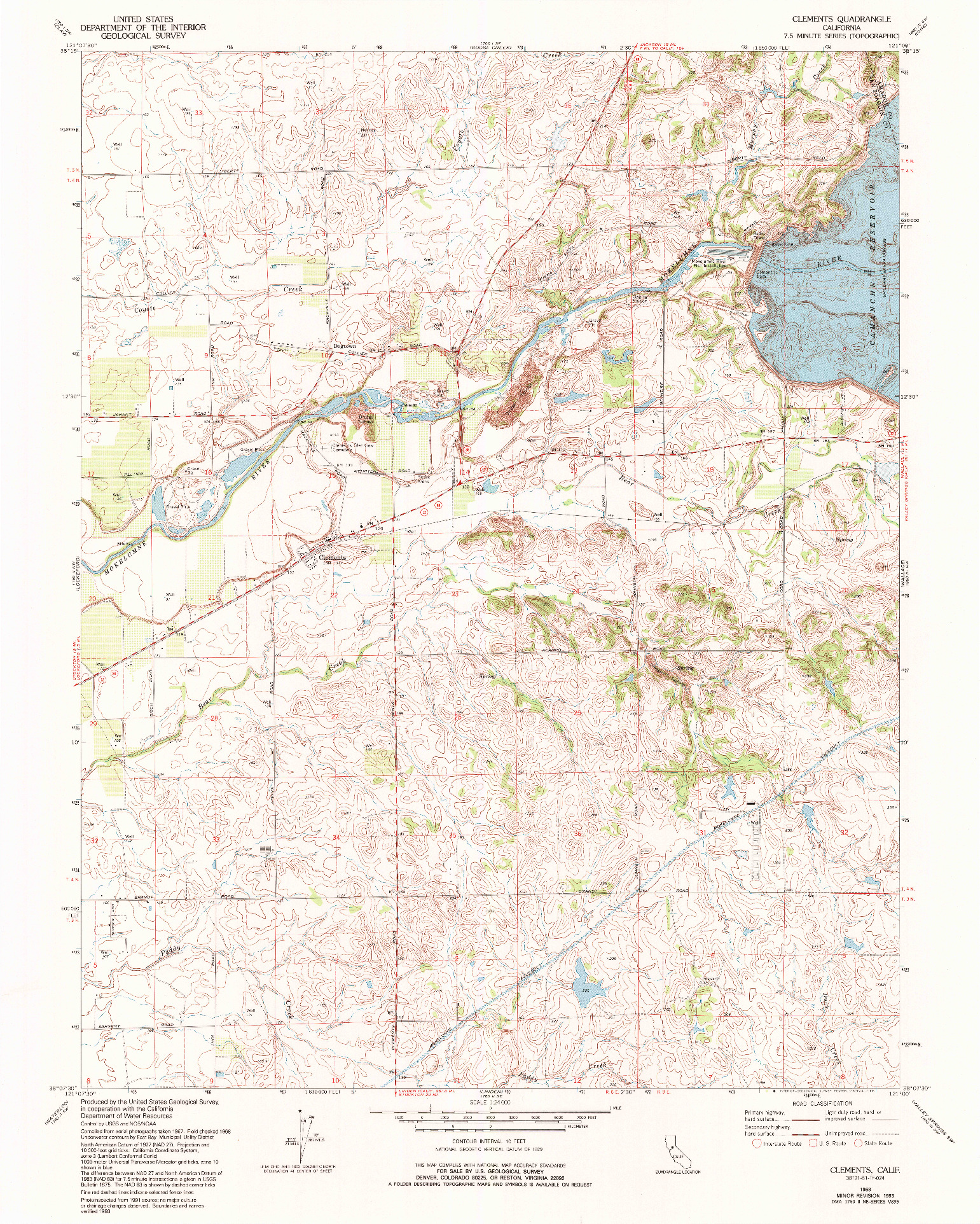 USGS 1:24000-SCALE QUADRANGLE FOR CLEMENTS, CA 1968