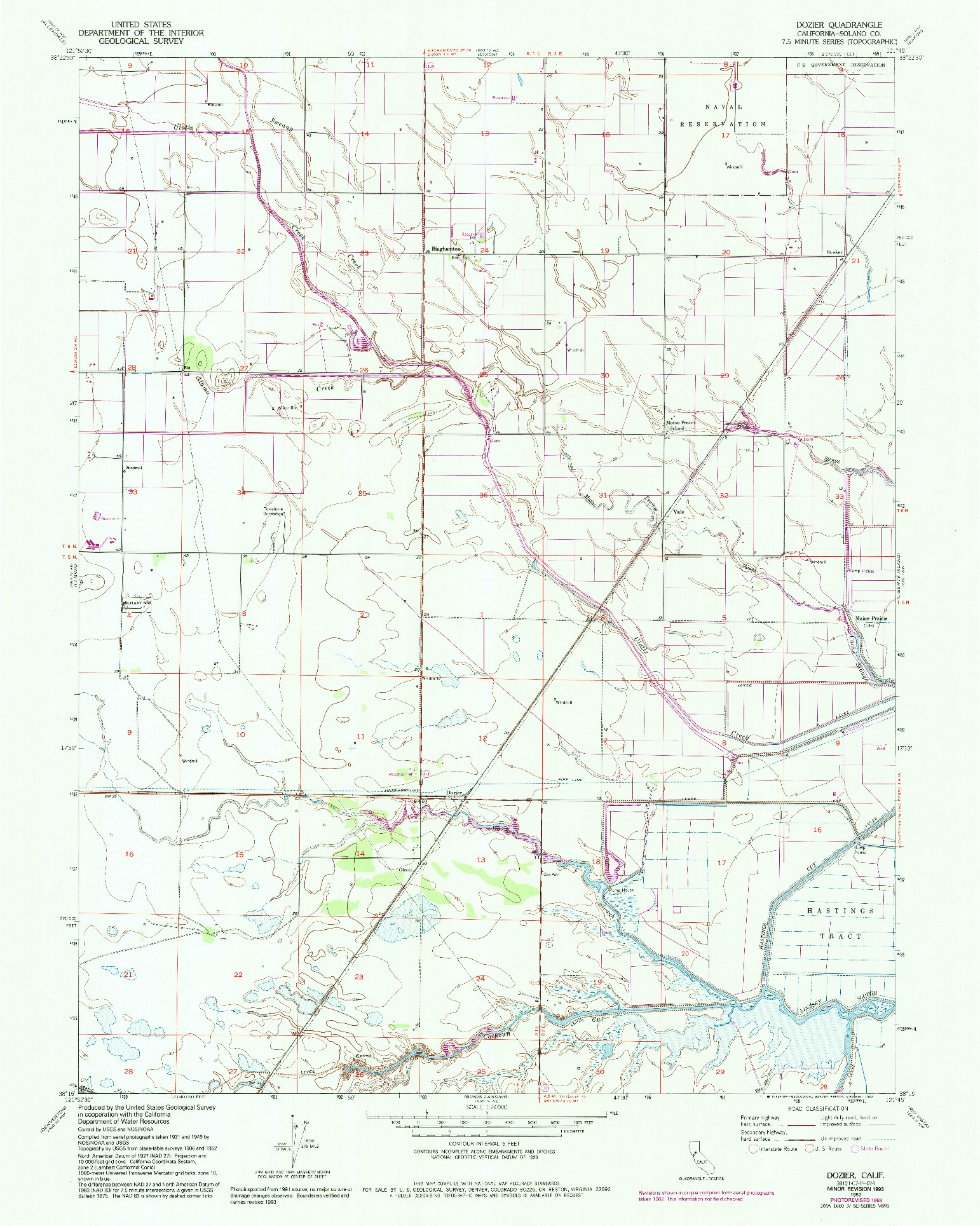 USGS 1:24000-SCALE QUADRANGLE FOR DOZIER, CA 1952