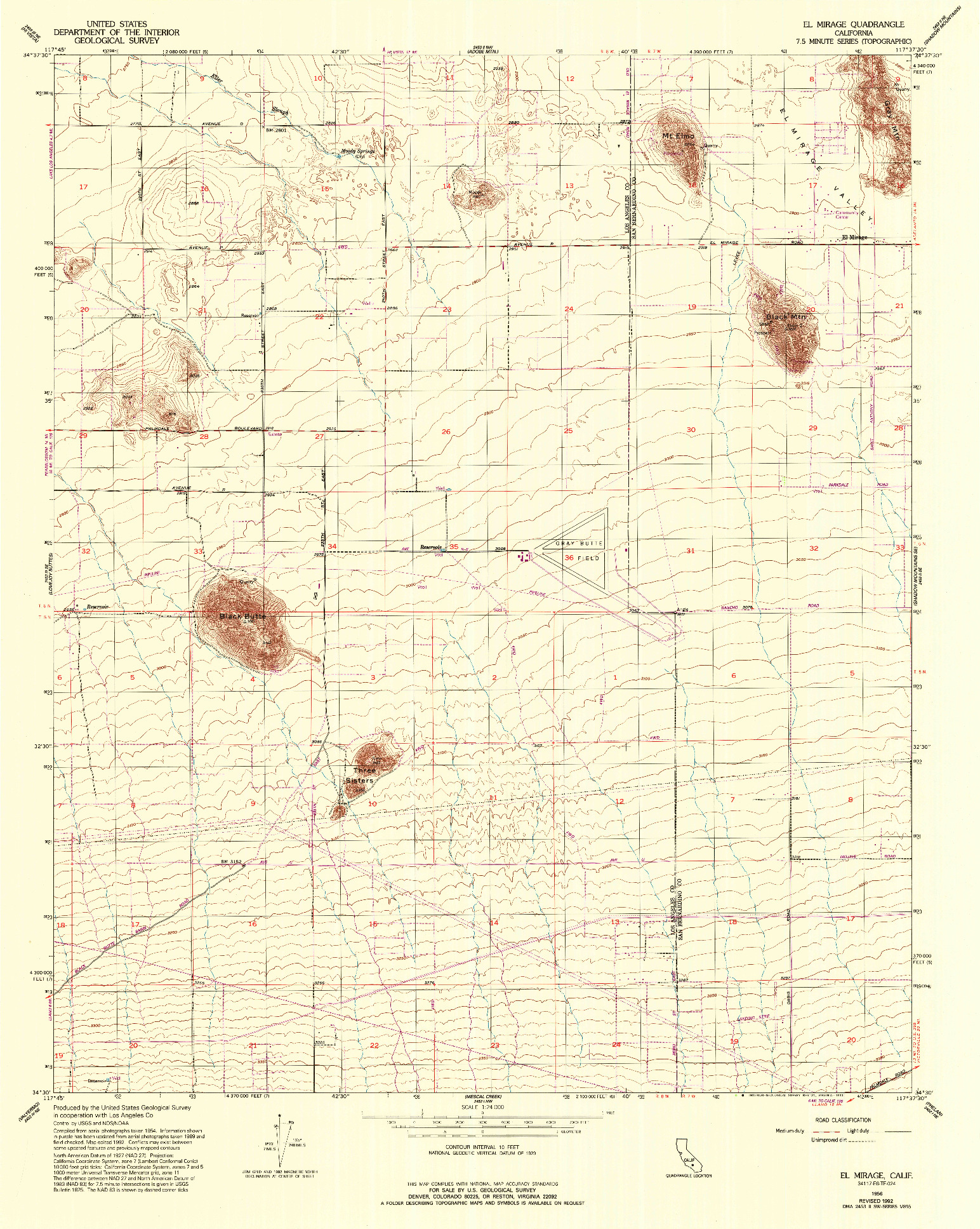 USGS 1:24000-SCALE QUADRANGLE FOR EL MIRAGE, CA 1956