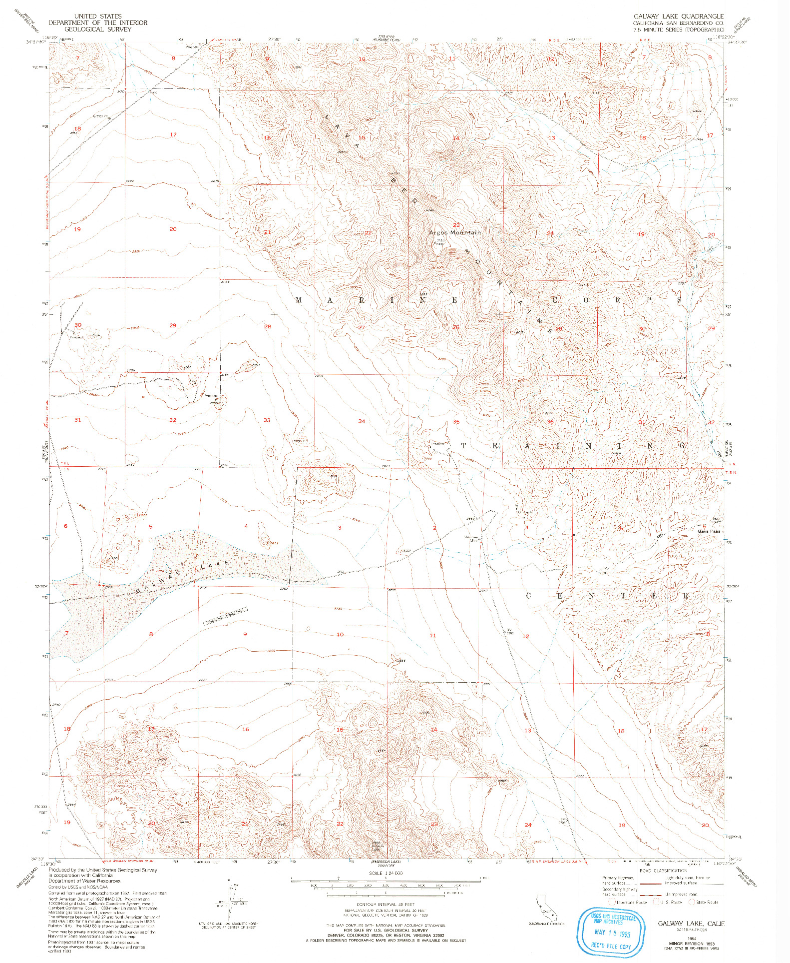 USGS 1:24000-SCALE QUADRANGLE FOR GALWAY LAKE, CA 1954