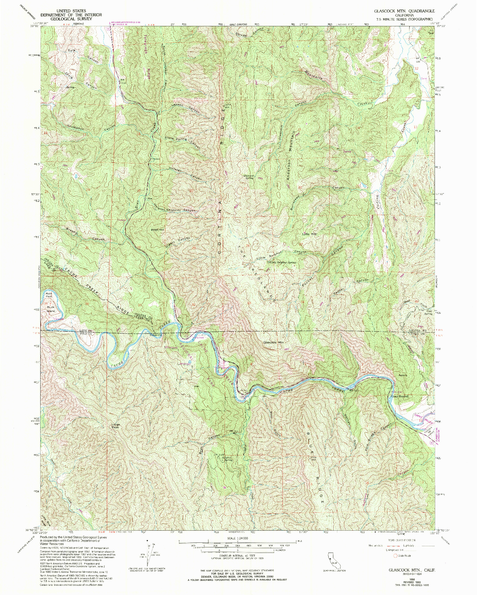 USGS 1:24000-SCALE QUADRANGLE FOR GLASCOCK MTN, CA 1958