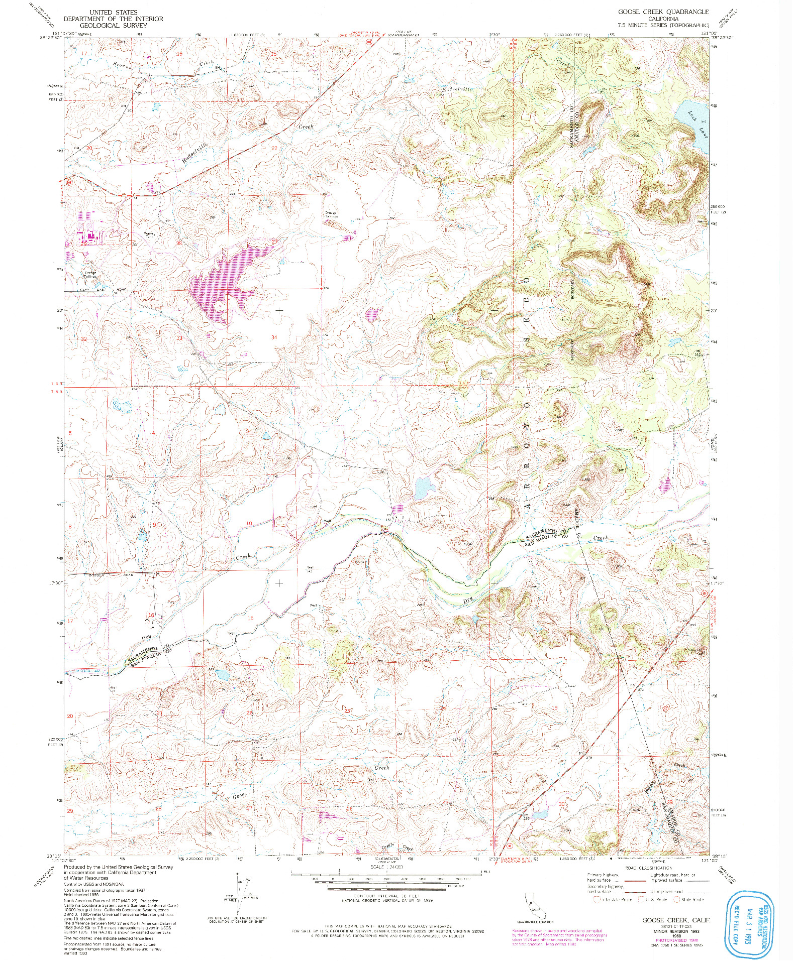 USGS 1:24000-SCALE QUADRANGLE FOR GOOSE CREEK, CA 1968