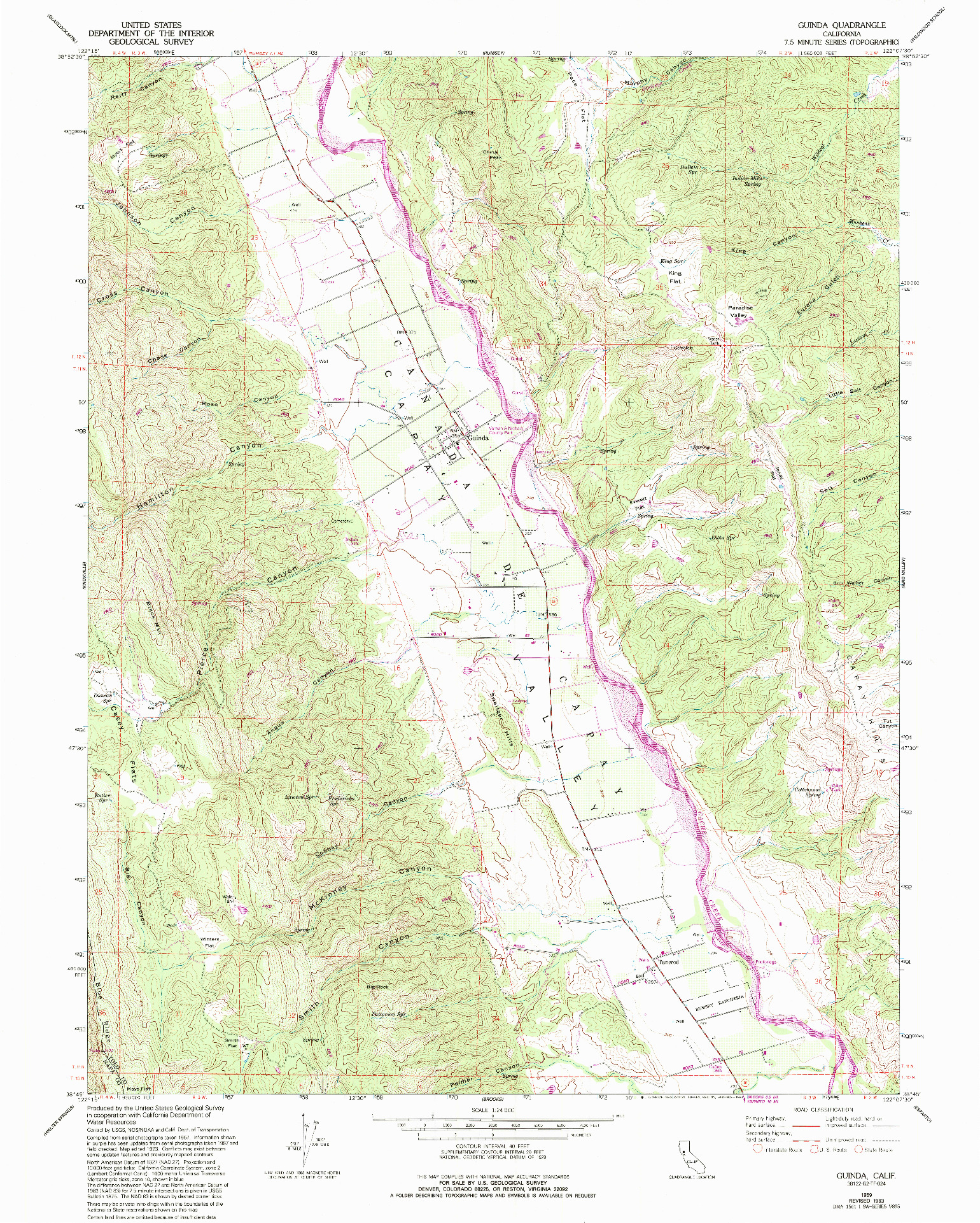 USGS 1:24000-SCALE QUADRANGLE FOR GUINDA, CA 1959