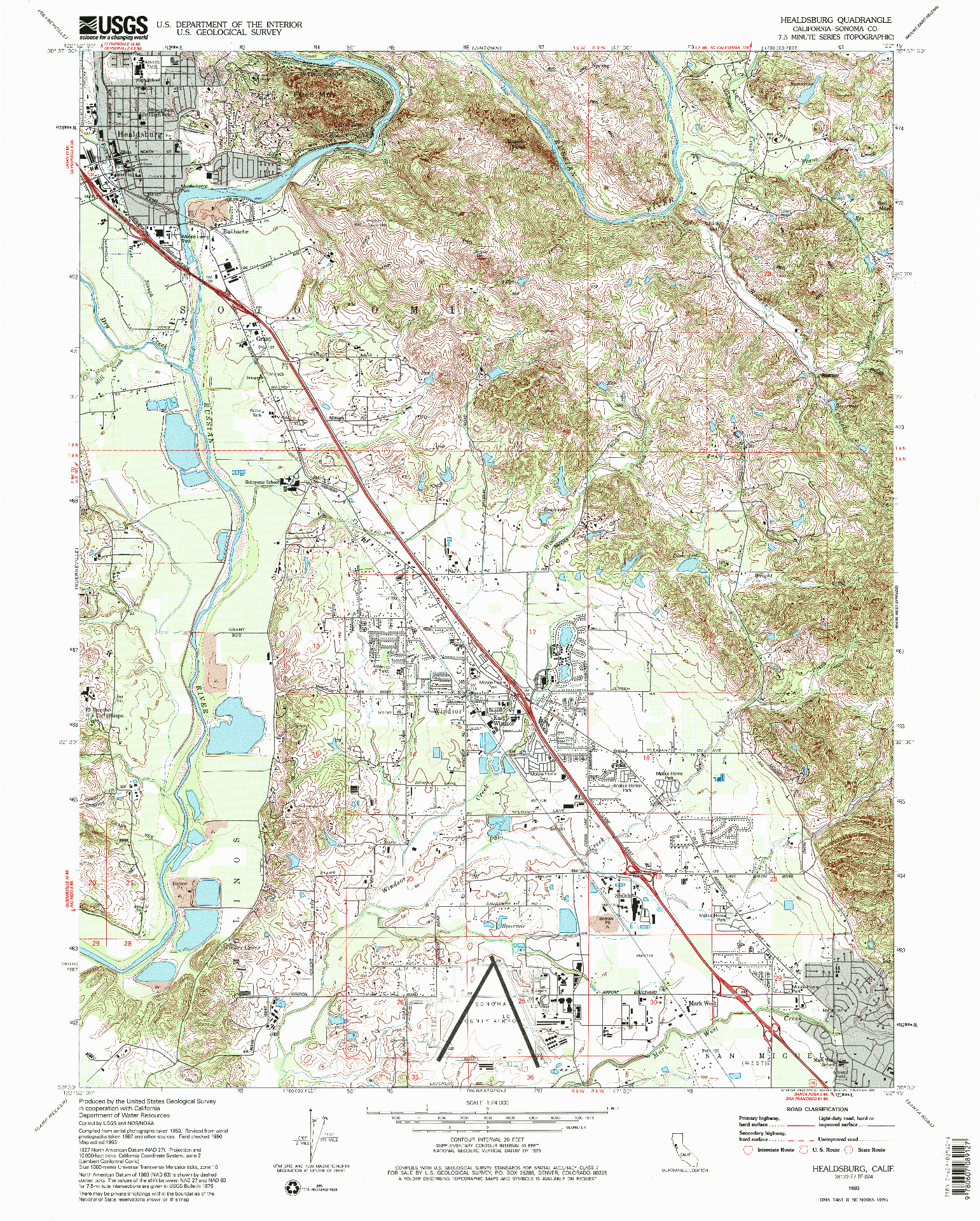 USGS 1:24000-SCALE QUADRANGLE FOR HEALDSBURG, CA 1993