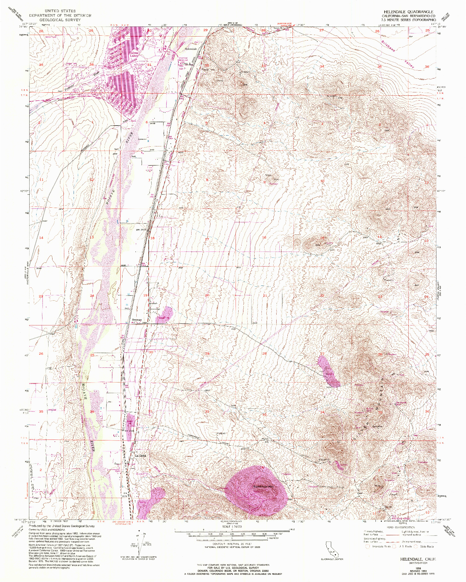 USGS 1:24000-SCALE QUADRANGLE FOR HELENDALE, CA 1956