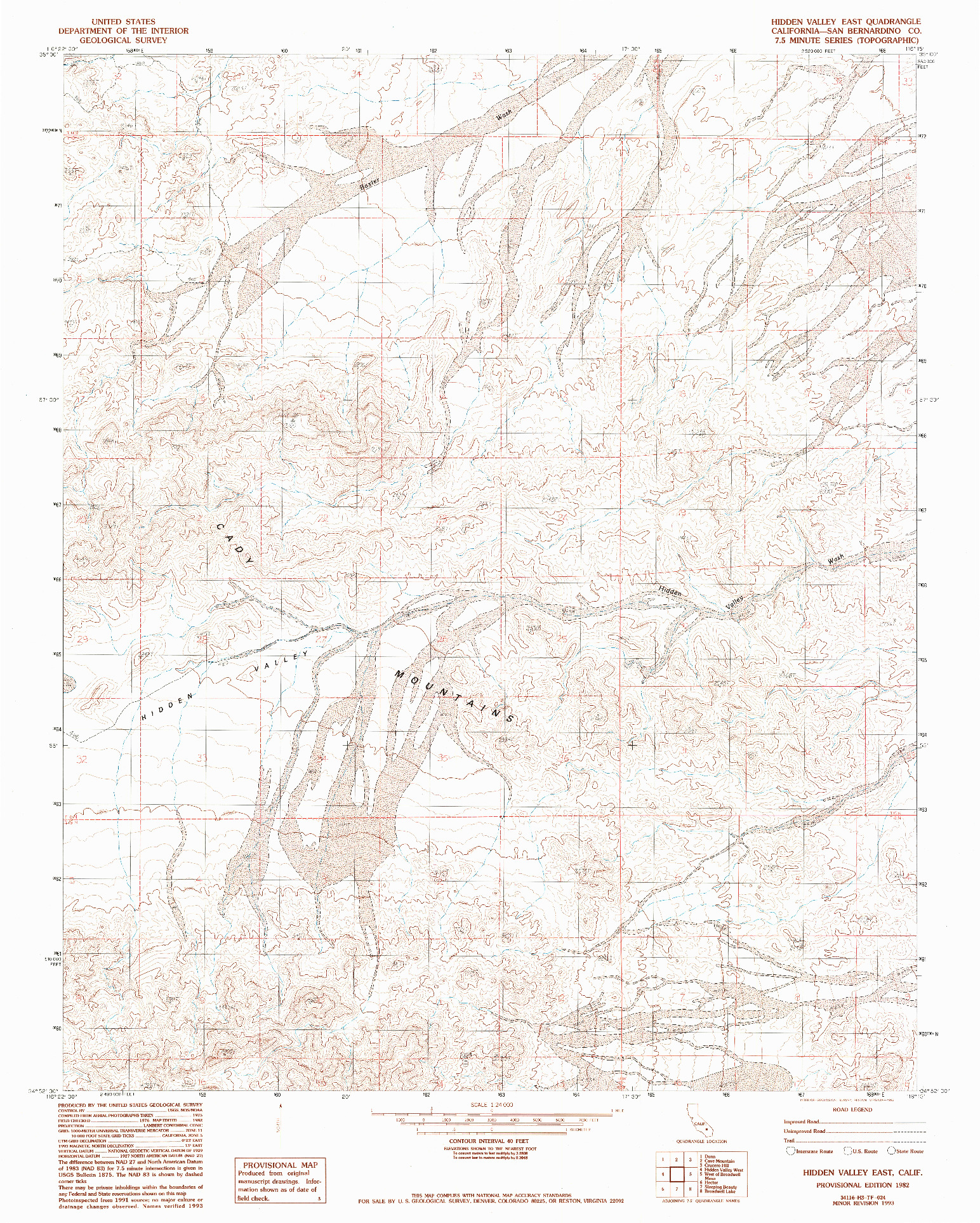 USGS 1:24000-SCALE QUADRANGLE FOR HIDDEN VALLEY EAST, CA 1982
