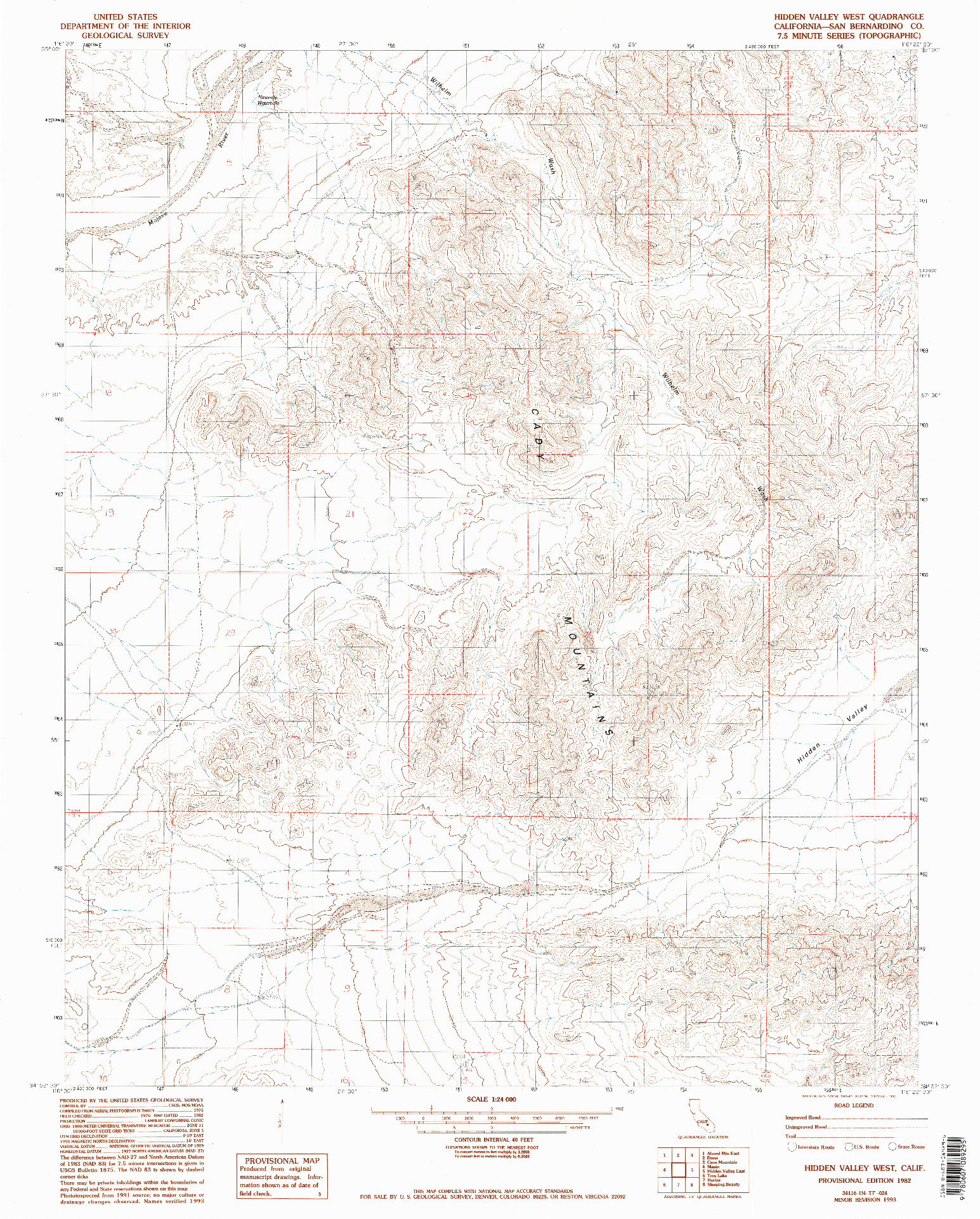 USGS 1:24000-SCALE QUADRANGLE FOR HIDDEN VALLEY WEST, CA 1982