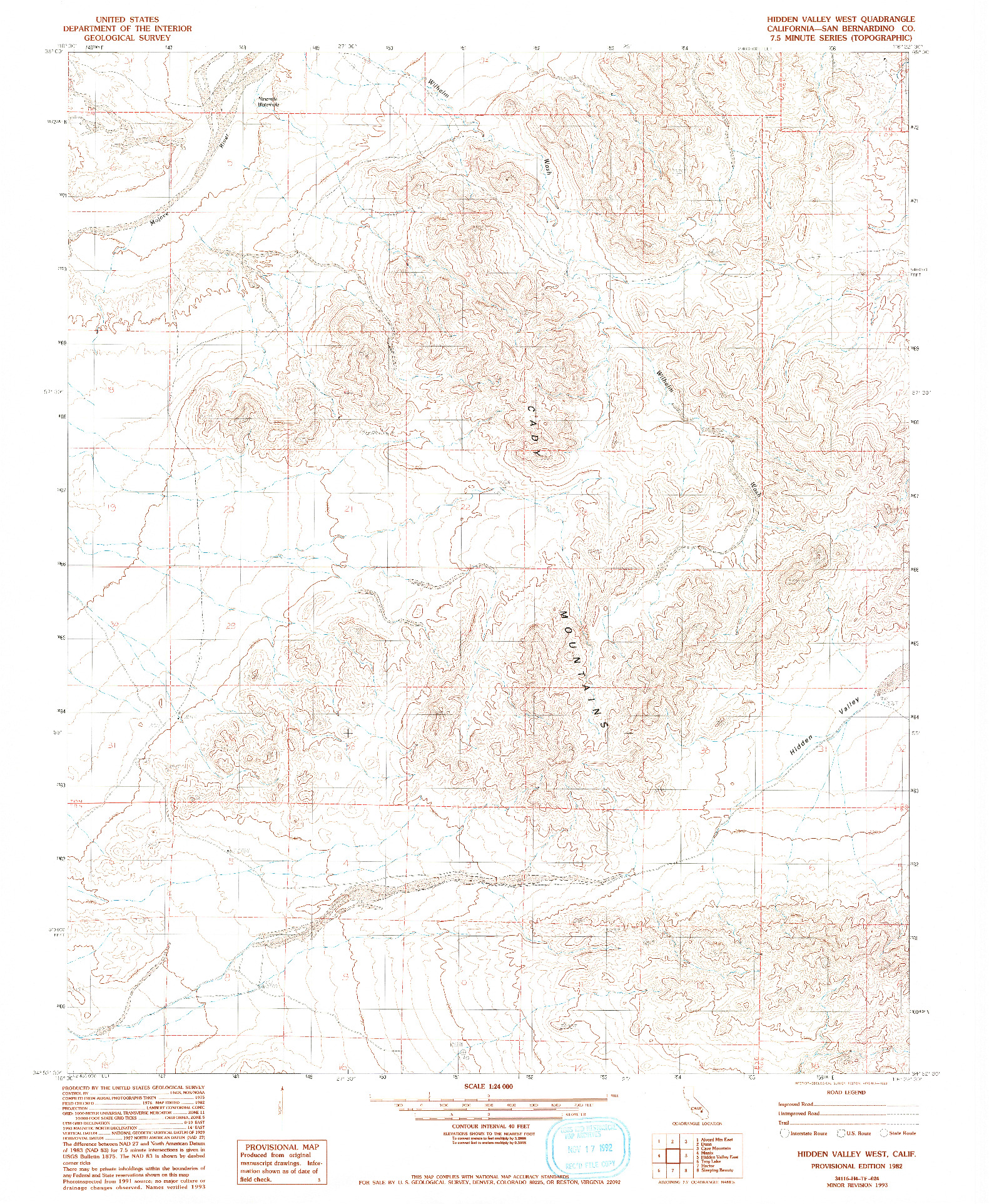 USGS 1:24000-SCALE QUADRANGLE FOR HIDDEN VALLEY WEST, CA 1982