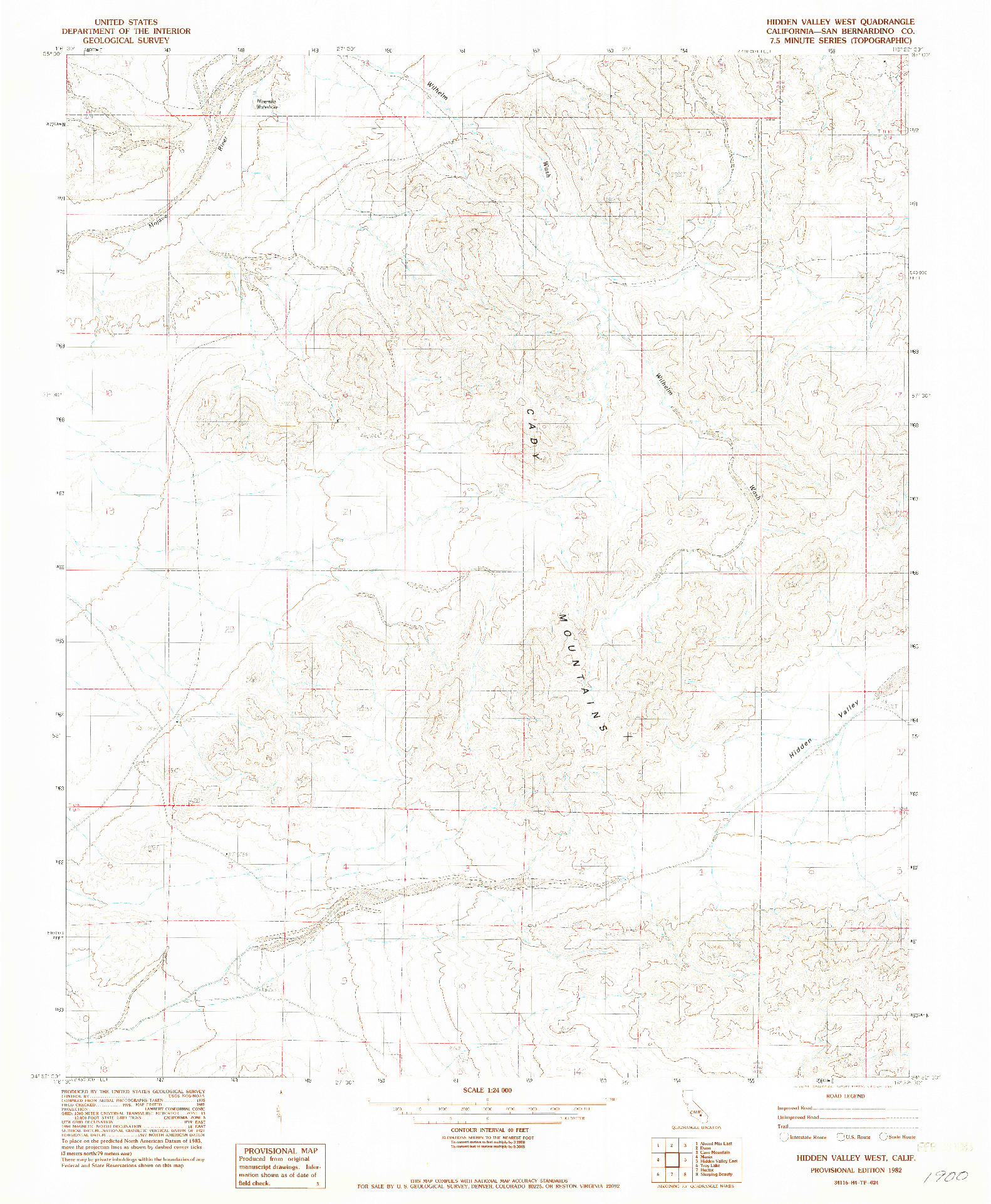 USGS 1:24000-SCALE QUADRANGLE FOR HIDDEN VALLEY WEST, CA 1982