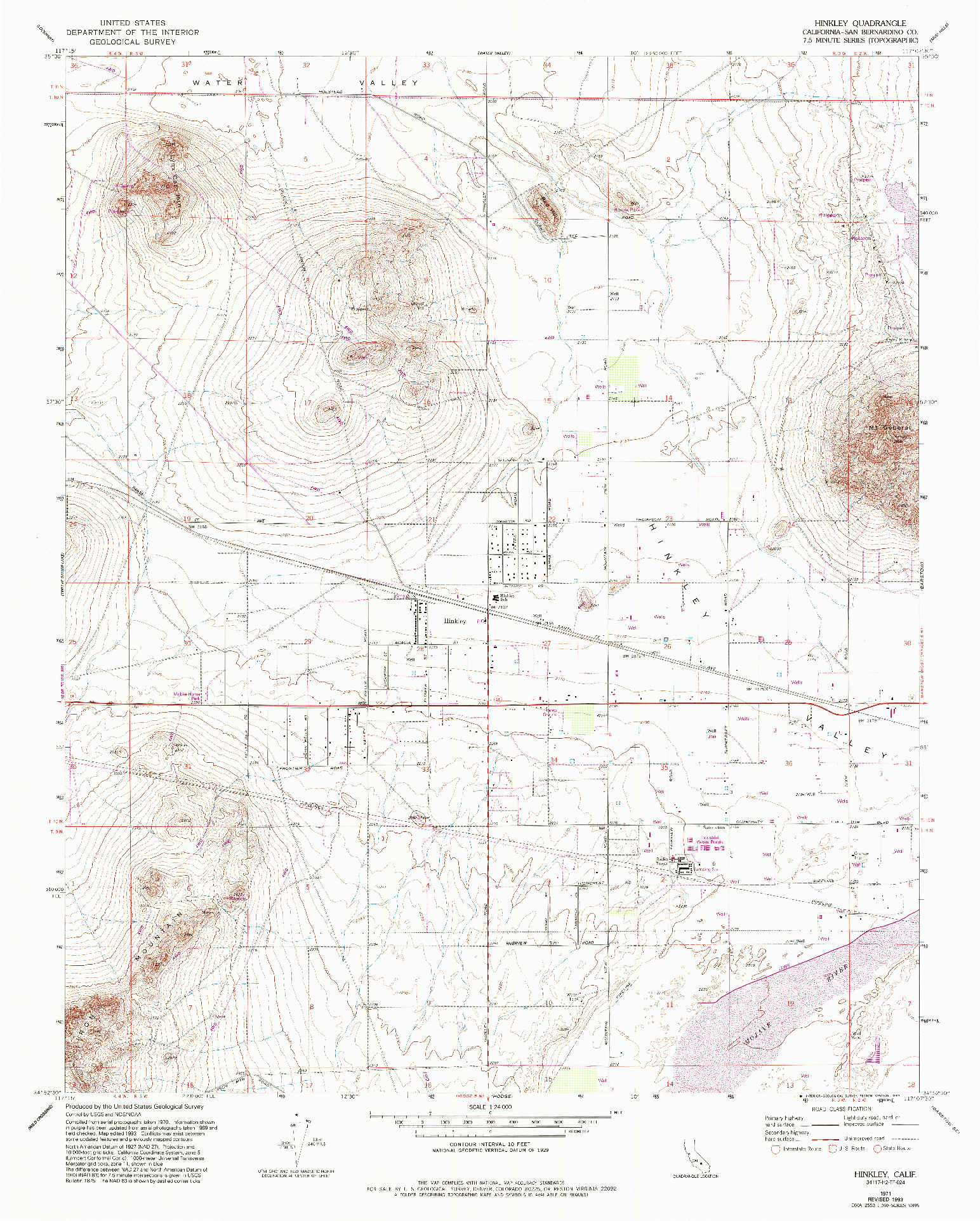 USGS 1:24000-SCALE QUADRANGLE FOR HINKLEY, CA 1971