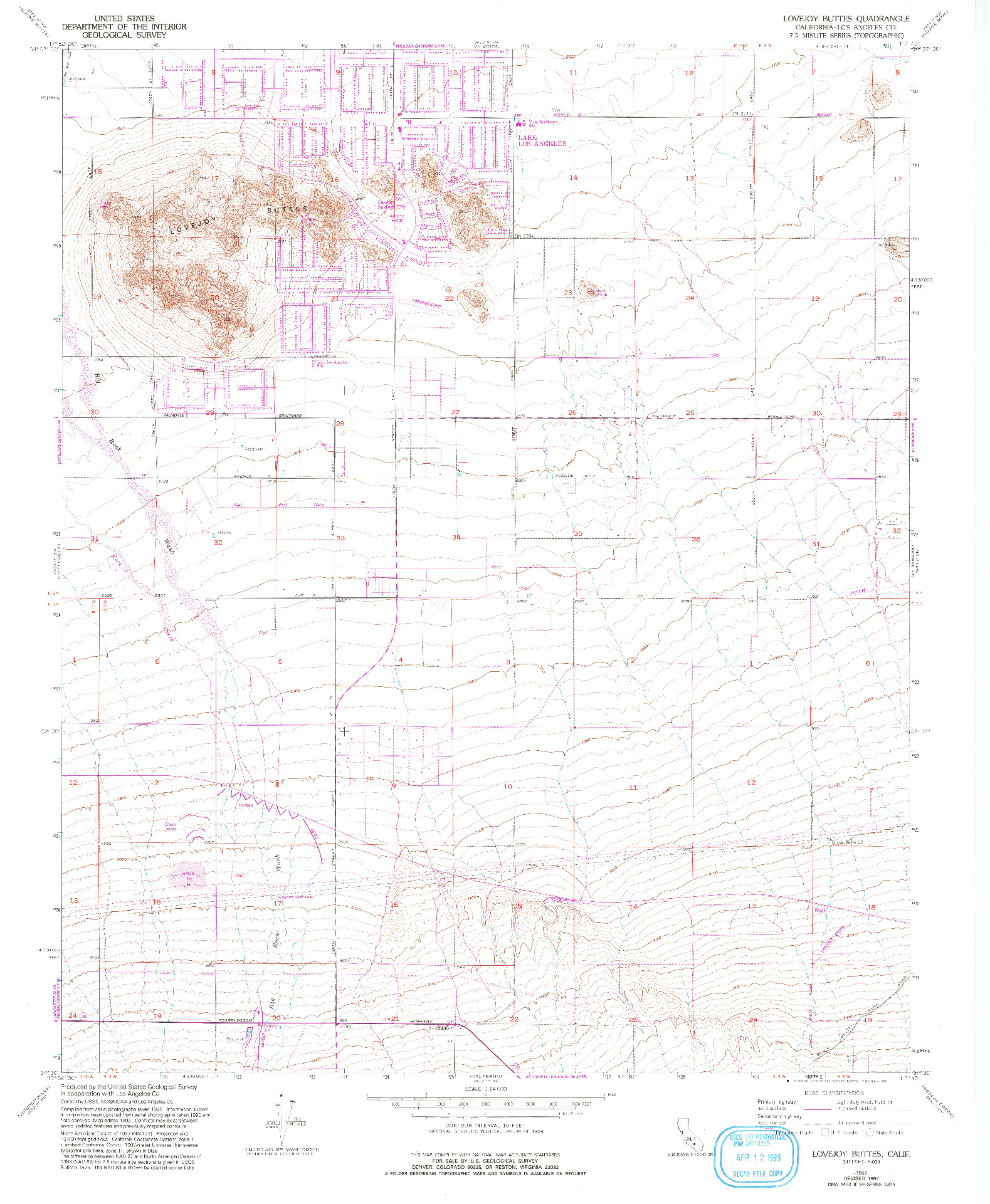 USGS 1:24000-SCALE QUADRANGLE FOR LOVEJOY BUTTES, CA 1957