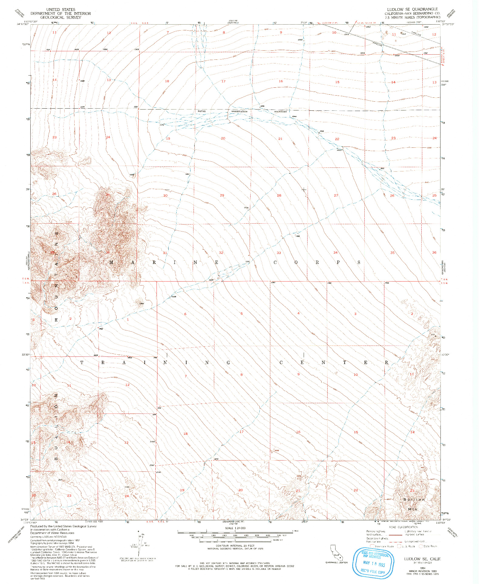 USGS 1:24000-SCALE QUADRANGLE FOR LUDLOW SE, CA 1954
