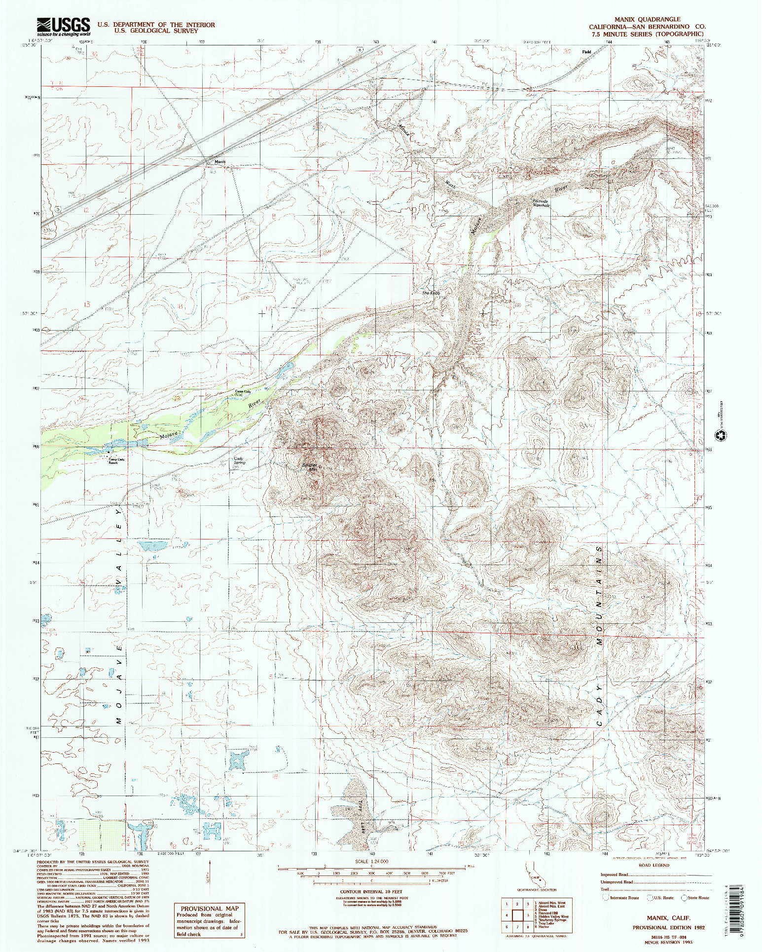 USGS 1:24000-SCALE QUADRANGLE FOR MANIX, CA 1982
