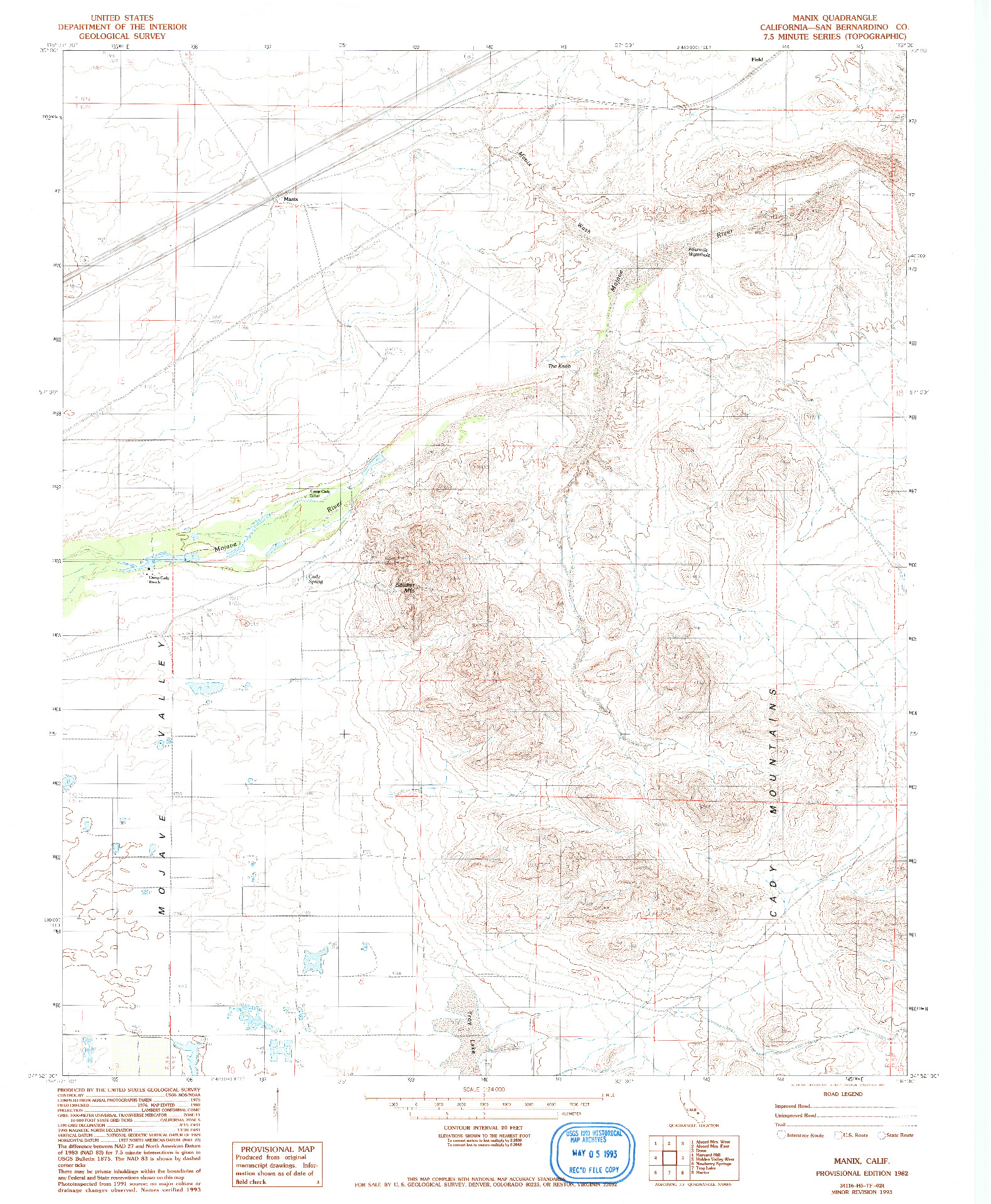 USGS 1:24000-SCALE QUADRANGLE FOR MANIX, CA 1982