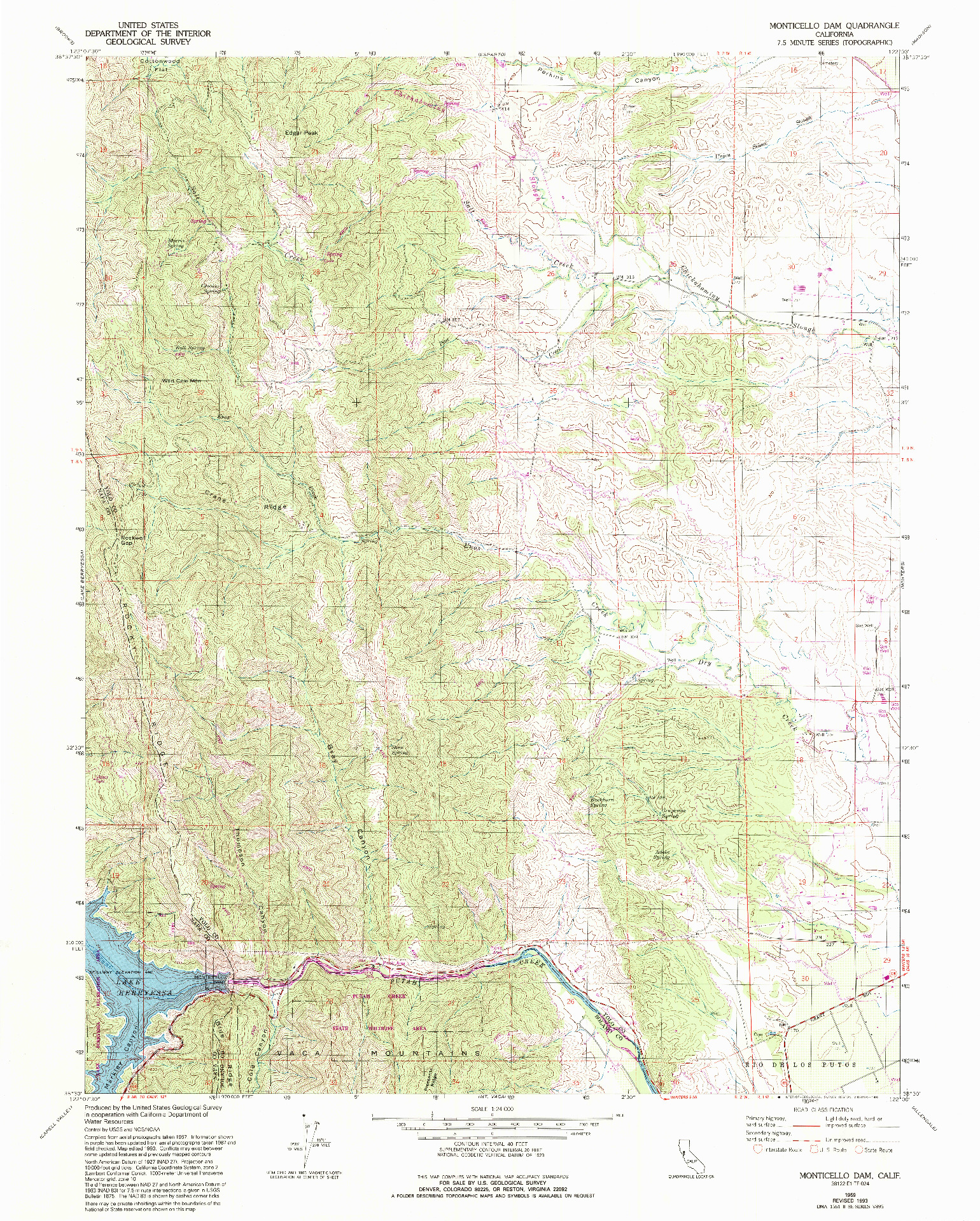 USGS 1:24000-SCALE QUADRANGLE FOR MONTICELLO DAM, CA 1959