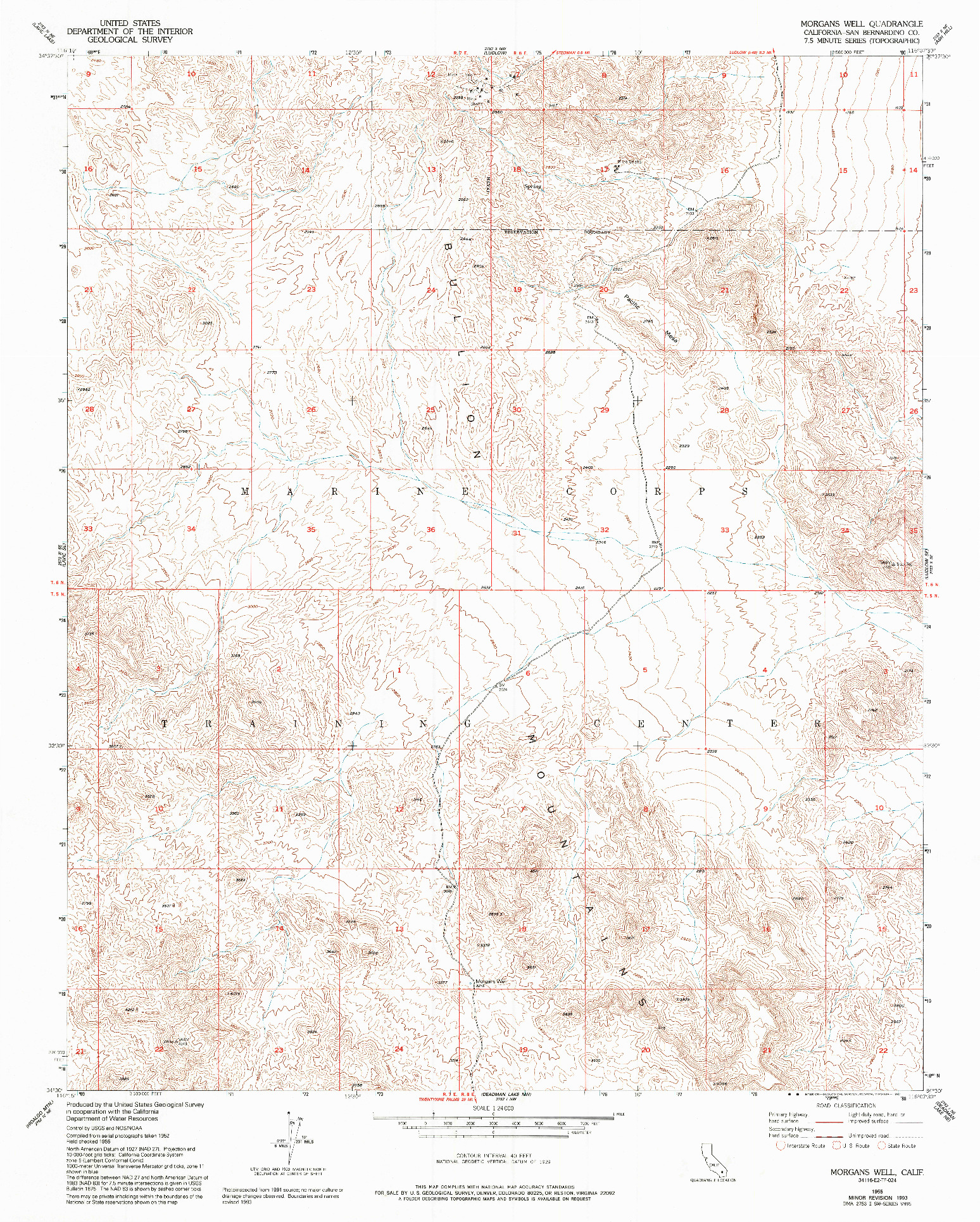 USGS 1:24000-SCALE QUADRANGLE FOR MORGANS WELL, CA 1955