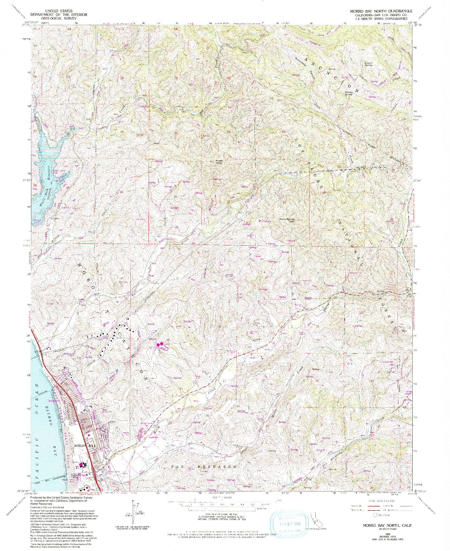 USGS 1:24000-SCALE QUADRANGLE FOR MORRO BAY NORTH, CA 1965