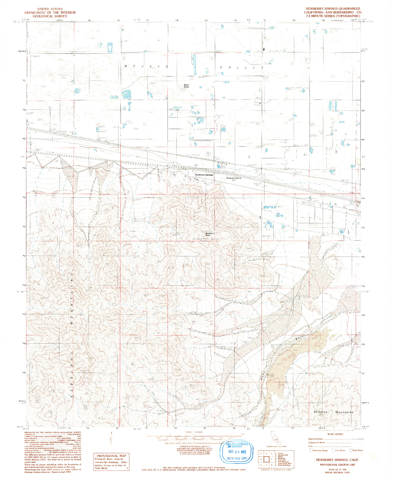 USGS 1:24000-SCALE QUADRANGLE FOR NEWBERRY SPRINGS, CA 1982