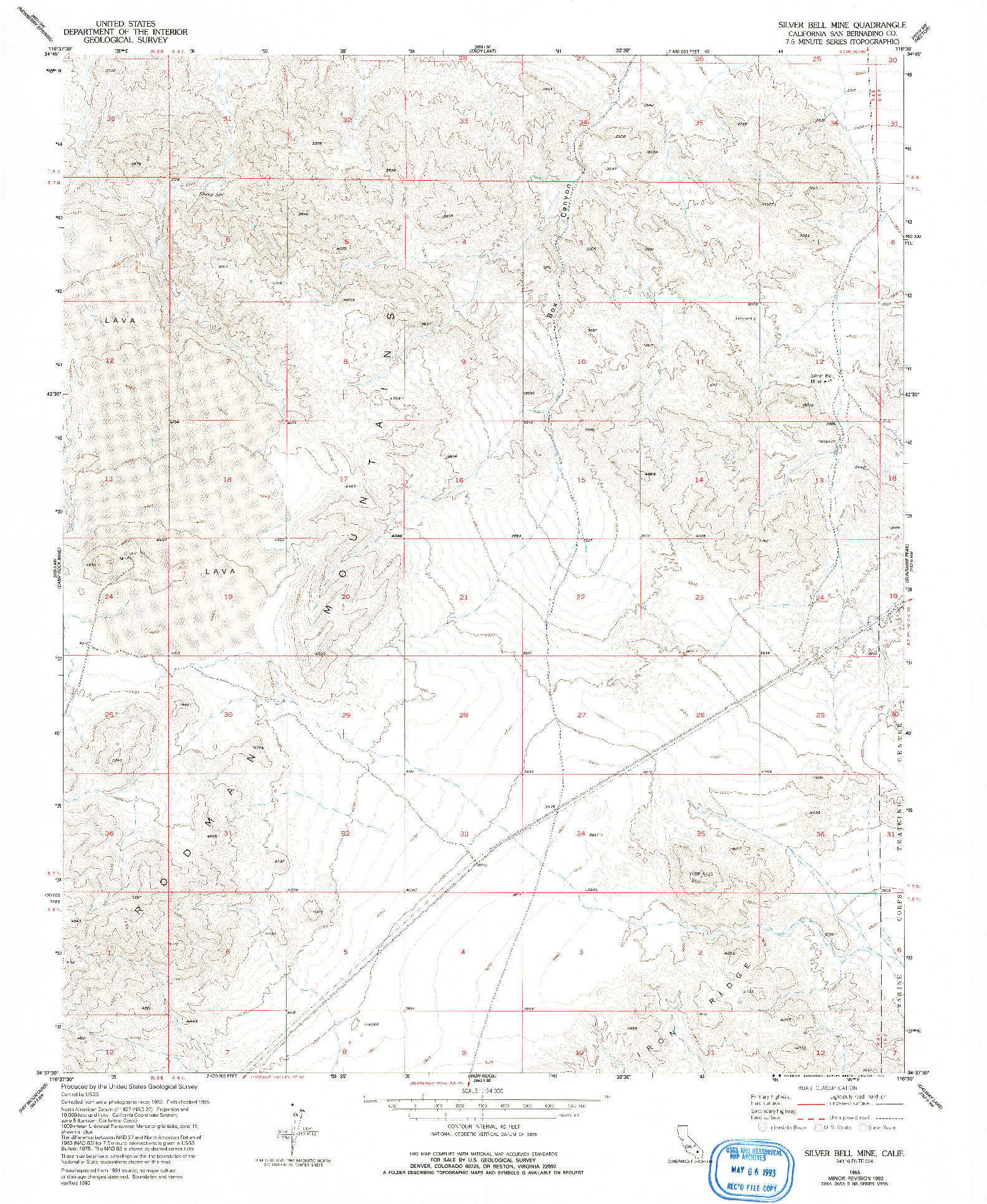 USGS 1:24000-SCALE QUADRANGLE FOR SILVER BELL MINE, CA 1993