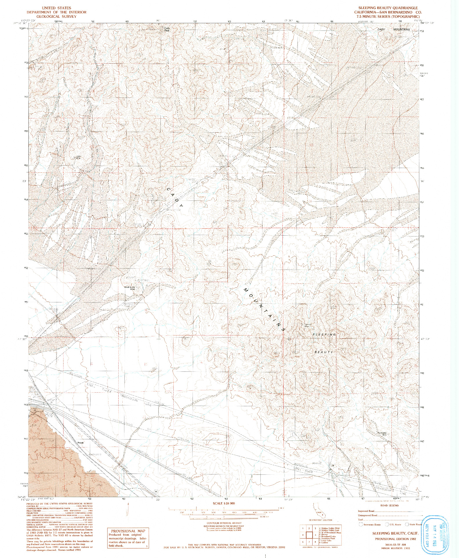 USGS 1:24000-SCALE QUADRANGLE FOR SLEEPING BEAUTY, CA 1982