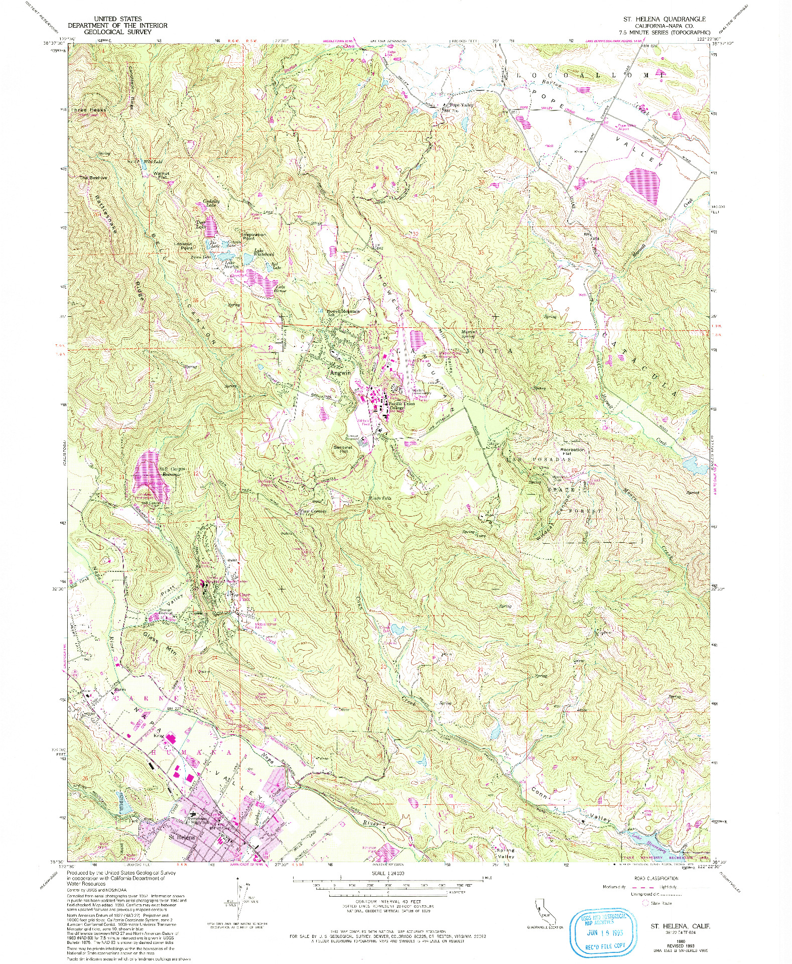 USGS 1:24000-SCALE QUADRANGLE FOR ST. HELENA, CA 1960