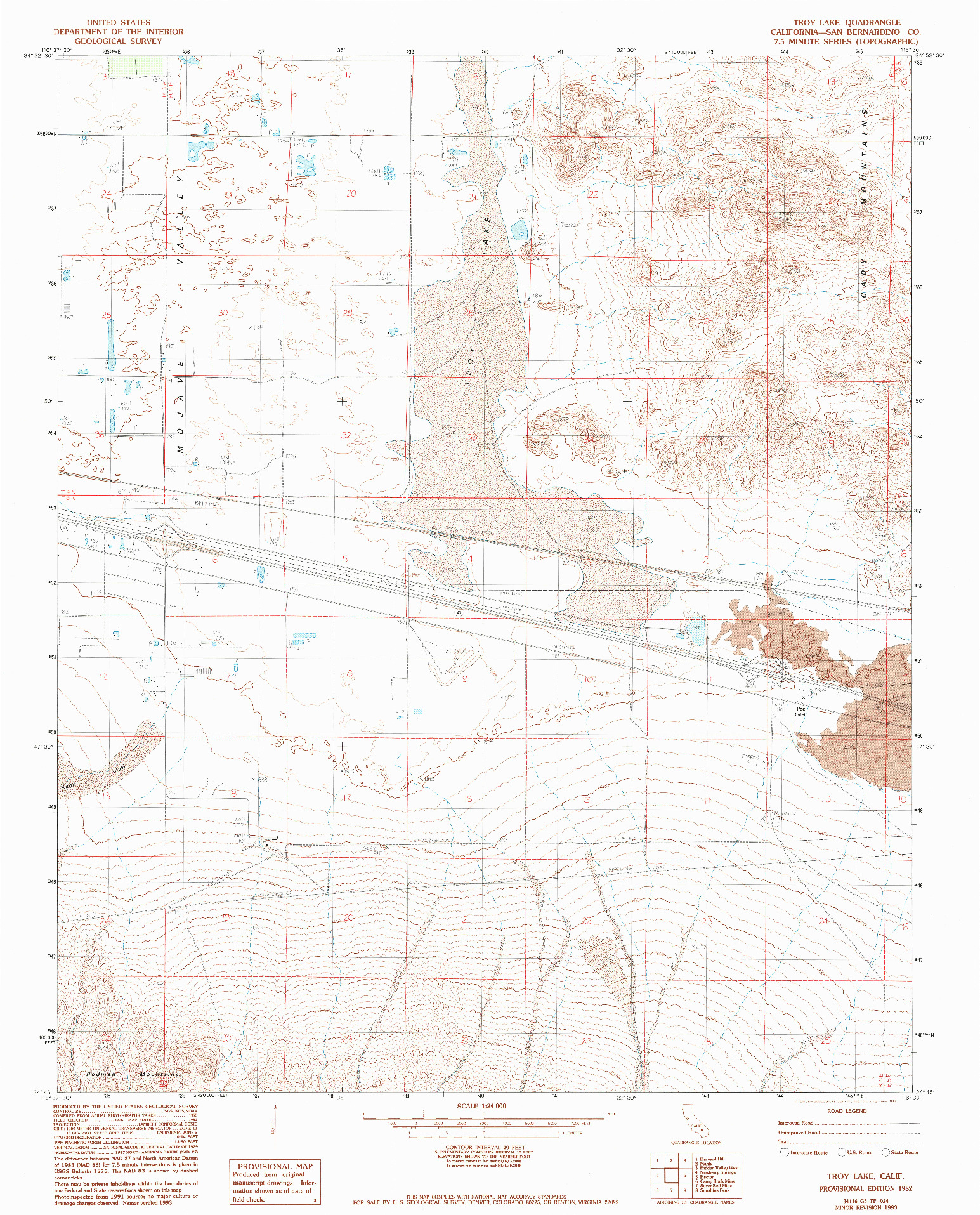 USGS 1:24000-SCALE QUADRANGLE FOR TROY LAKE, CA 1982