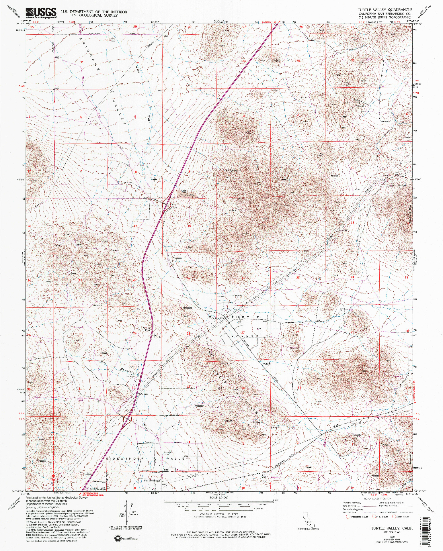 USGS 1:24000-SCALE QUADRANGLE FOR TURTLE VALLEY, CA 1970
