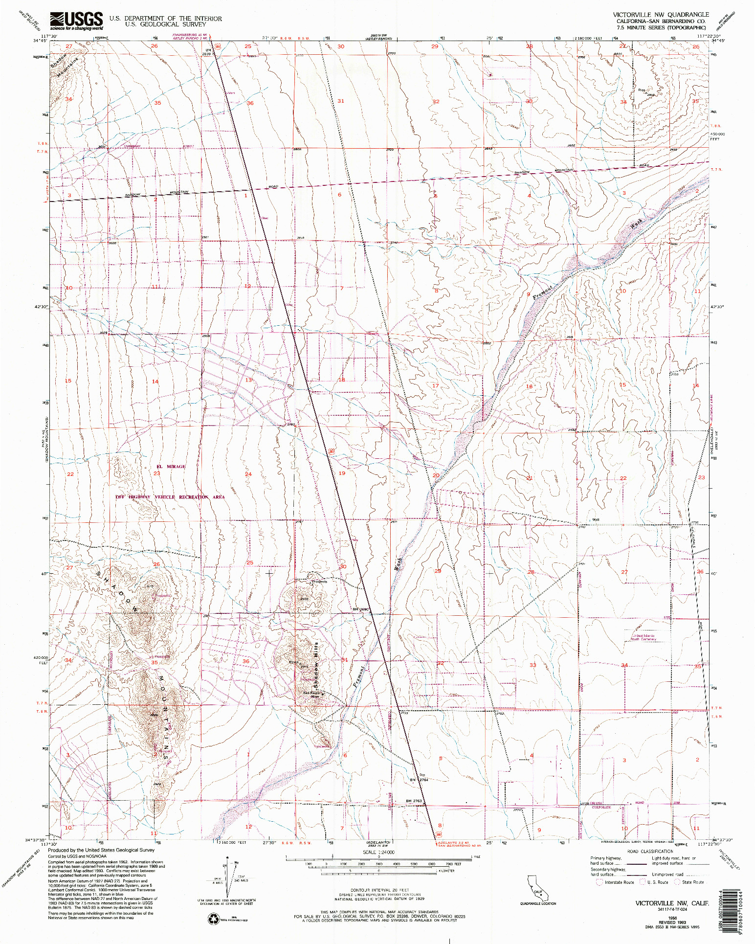 USGS 1:24000-SCALE QUADRANGLE FOR VICTORVILLE NW, CA 1956