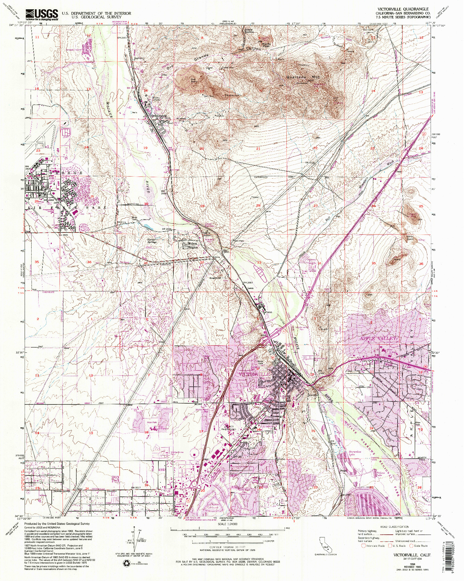 USGS 1:24000-SCALE QUADRANGLE FOR VICTORVILLE, CA 1956