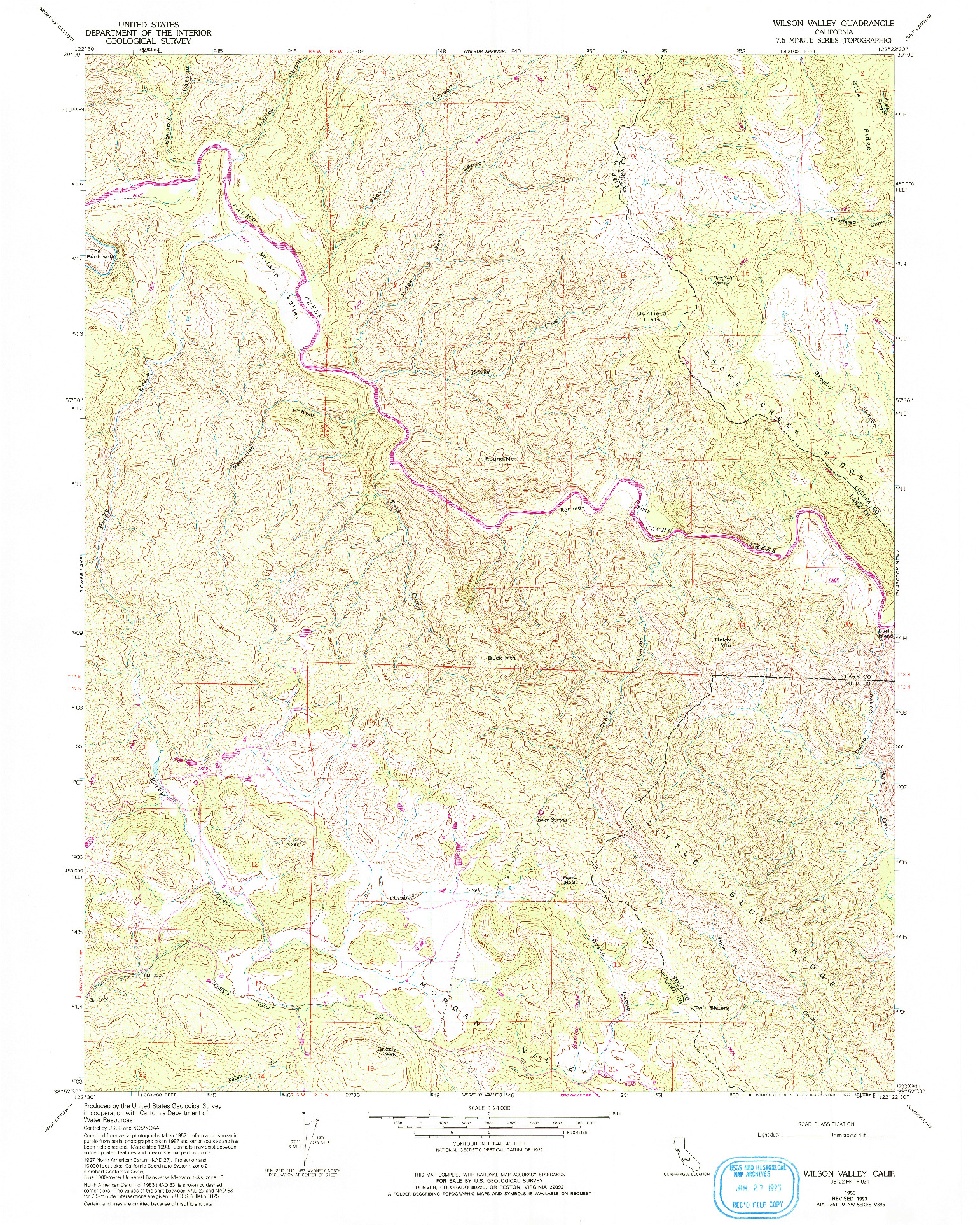 USGS 1:24000-SCALE QUADRANGLE FOR WILSON VALLEY, CA 1958