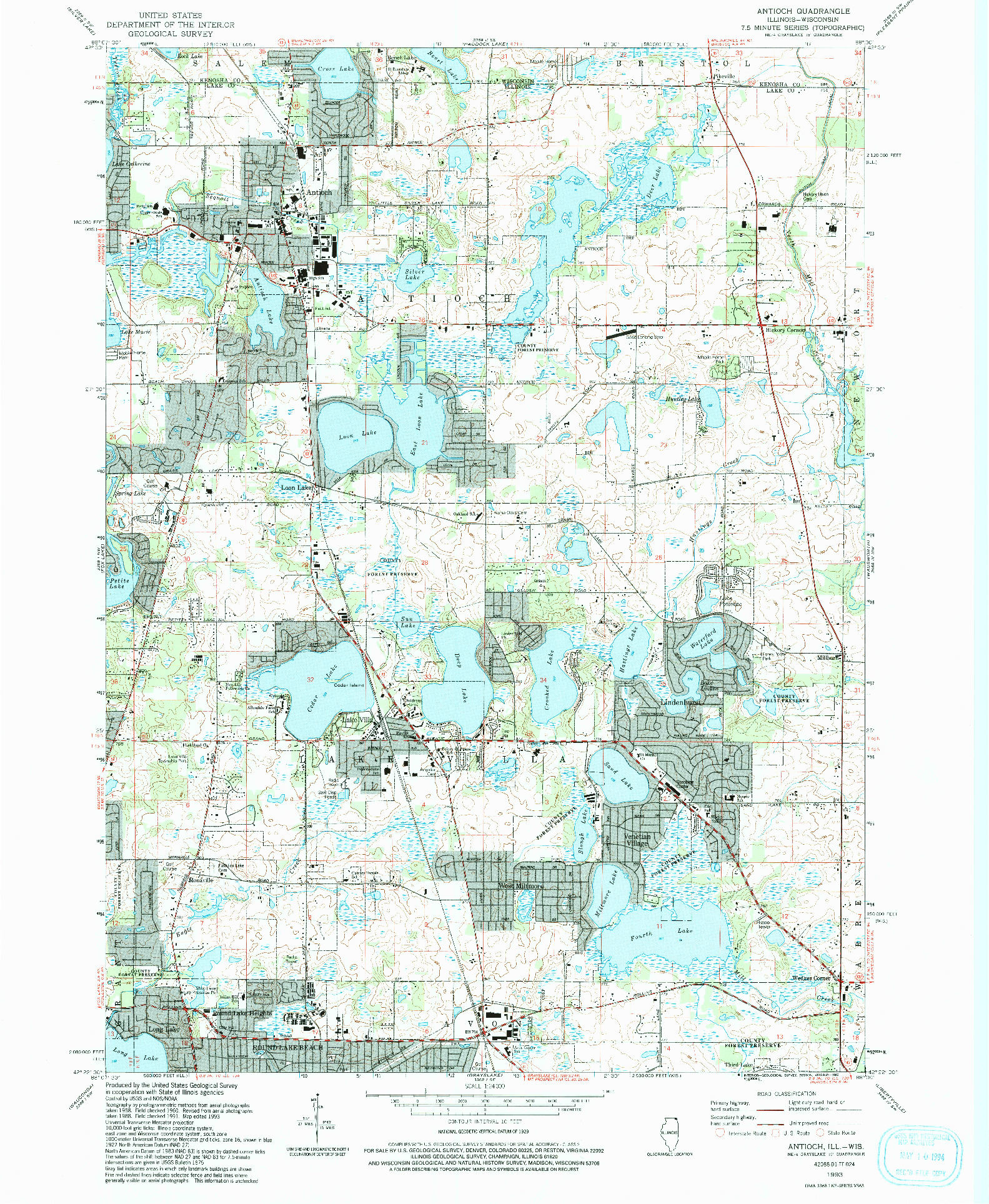 USGS 1:24000-SCALE QUADRANGLE FOR ANTIOCH, IL 1993
