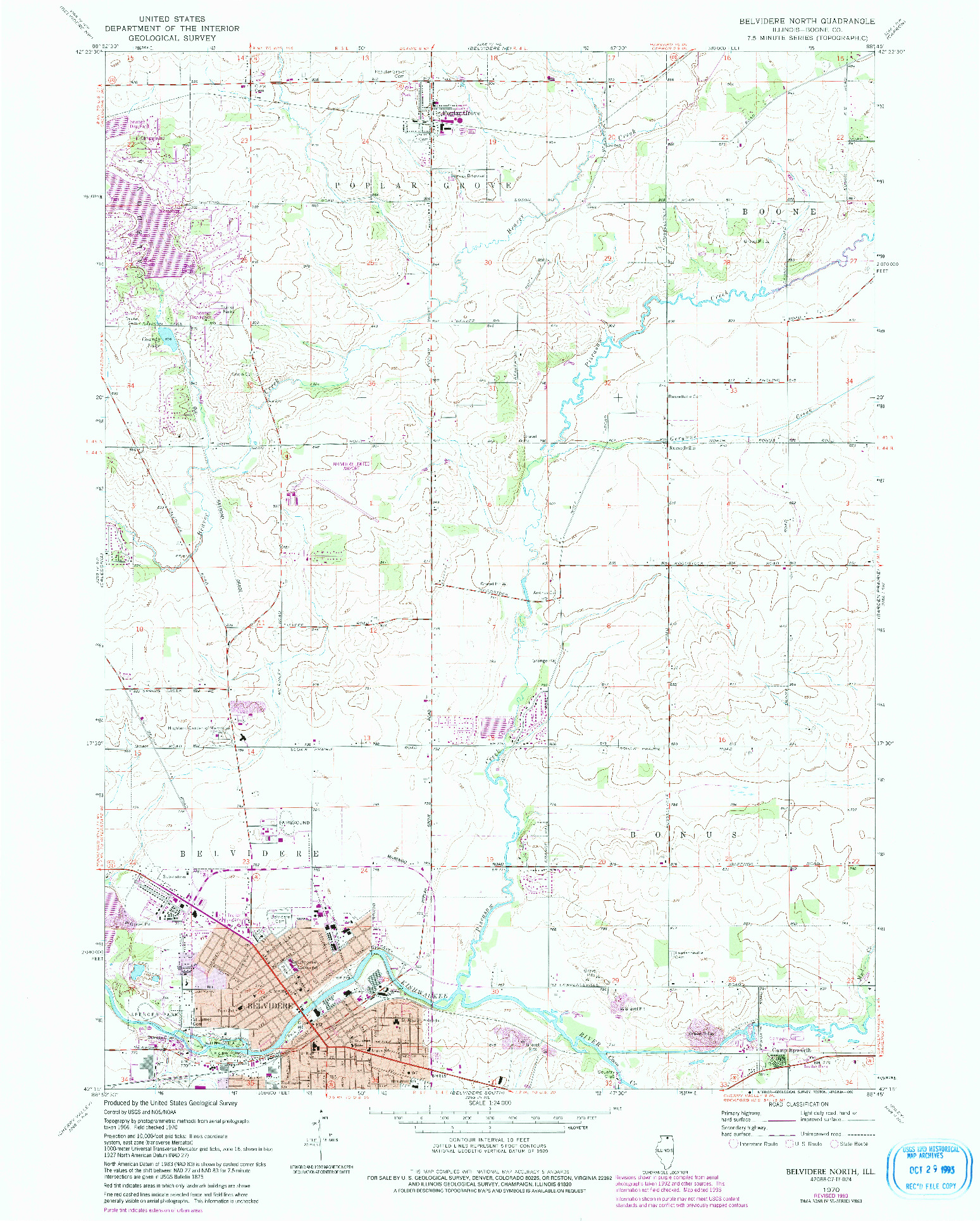 USGS 1:24000-SCALE QUADRANGLE FOR BELVIDERE NORTH, IL 1970